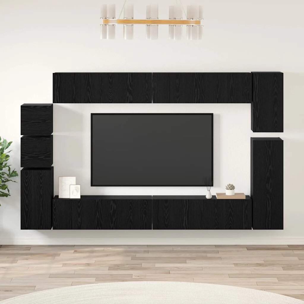 vidaXL Комплект ТВ шкаф 9 бр. Черния дъб Инженерна дървесина