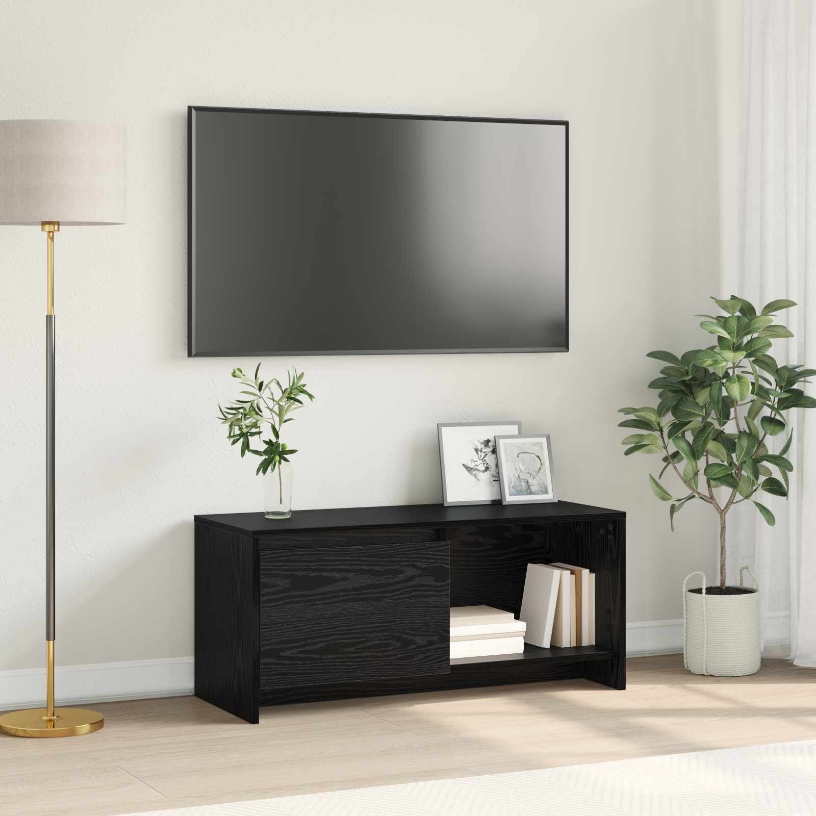 vidaXL Комплект ТВ шкаф 90 x 35 x 40 см Черния дъб Инженерна дървесина
