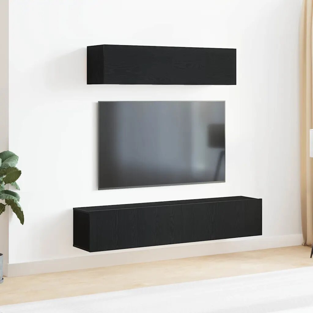 vidaXL Комплект ТВ шкаф Черния дъб 160 x 30 x 27 см Инженерно дърво