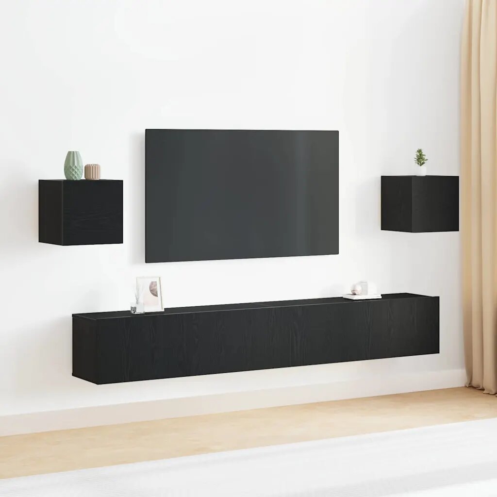 vidaXL Комплект ТВ шкаф Черния дъб 200 x 30 x 30 cm Инженерно дърво