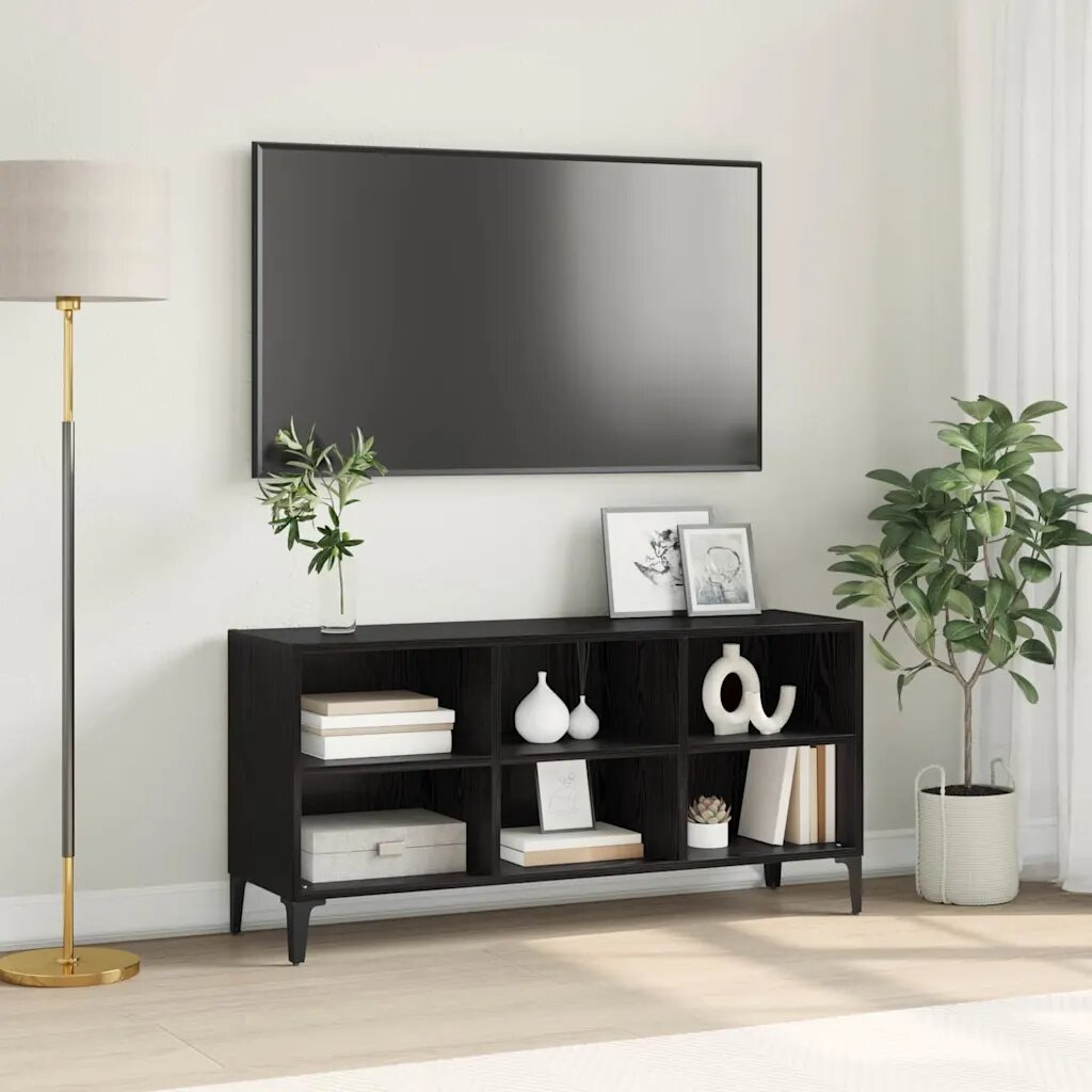 vidaXL Комплект ТВ шкаф Монтиране на стена Черен 1035 x 30 x 50 см