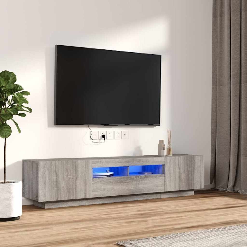vidaXL Комплект ТВ шкафове от 2 части с LED сив сонома инженерно дърво