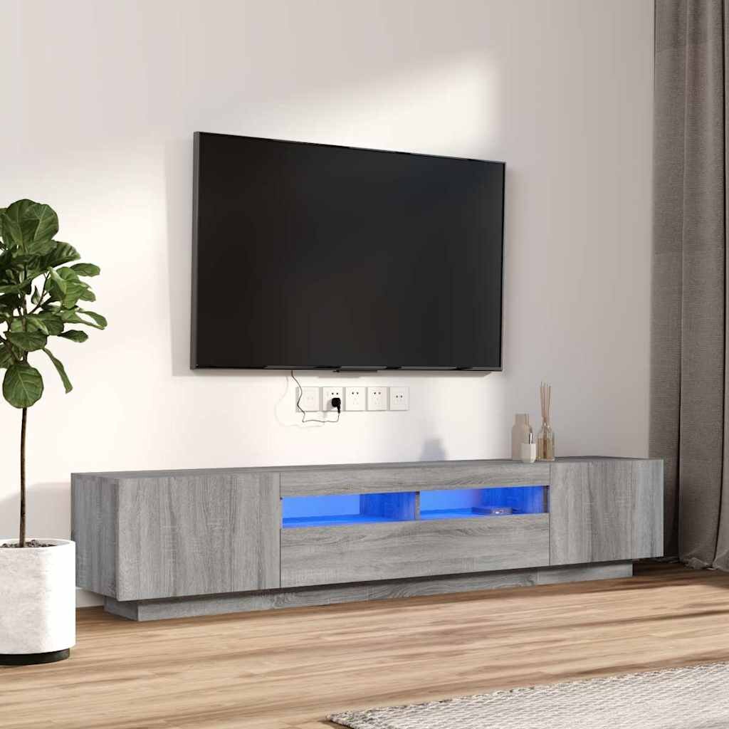 vidaXL Комплект ТВ шкафове от 2 части с LED сив сонома инженерно дърво