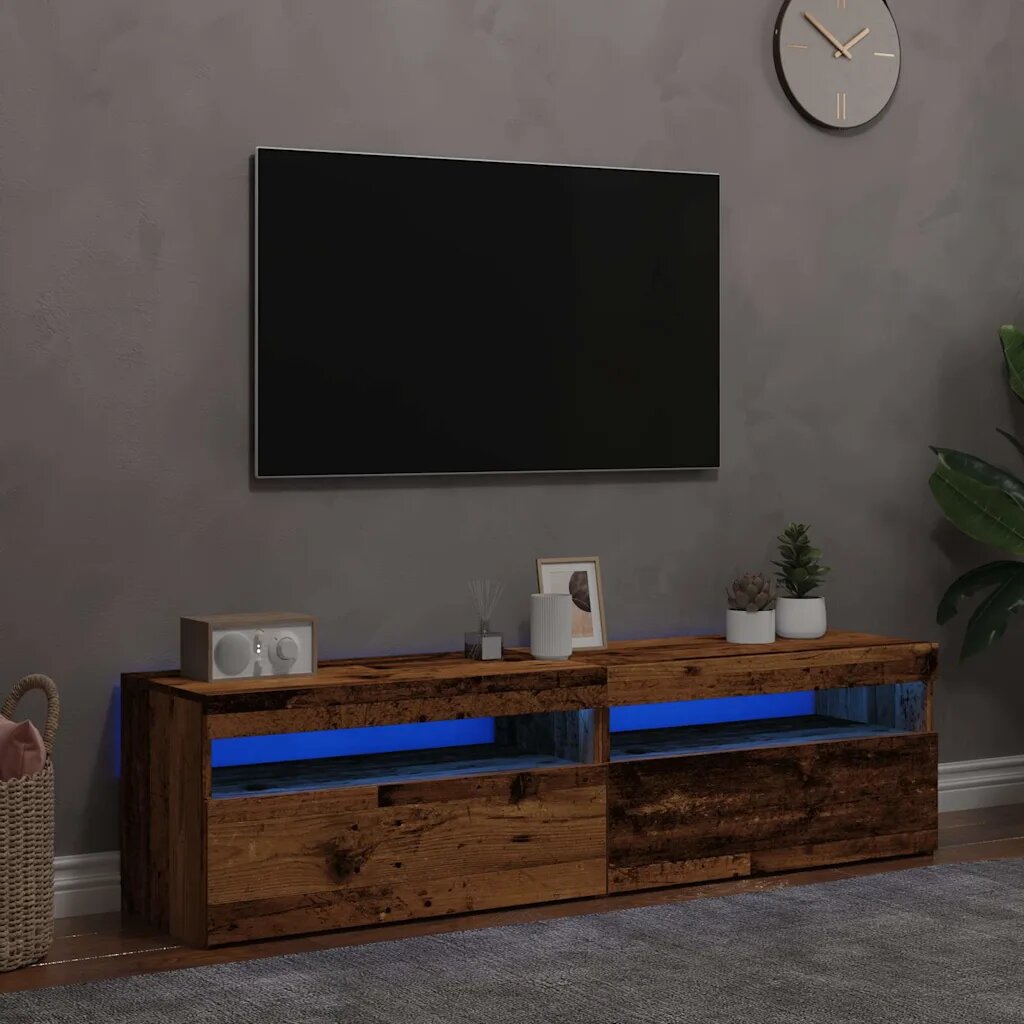 vidaXL Комплект ТВ шкафове от 2 части с LED светлини