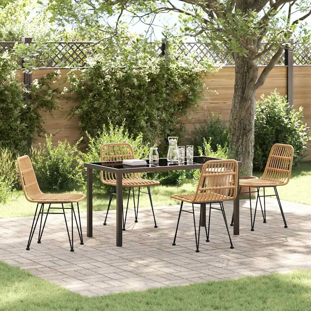 vidaXL Комплект за хранене в градината 5 бр. Кафяво