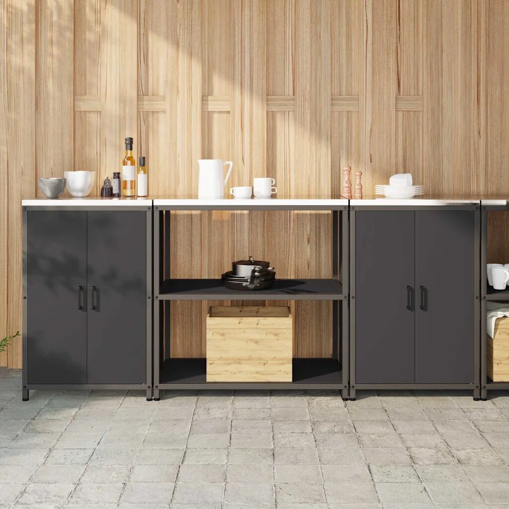 vidaXL Комплект за кухненско съхранение HATTEM 3 бр. Черно