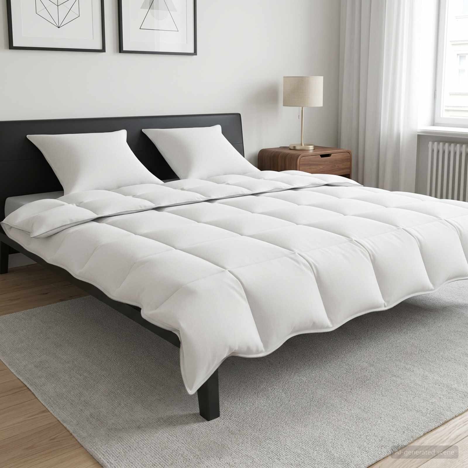 vidaXL Комплект завивки и възглавници 200 x 200 cm Зима 350 gsm Бяло