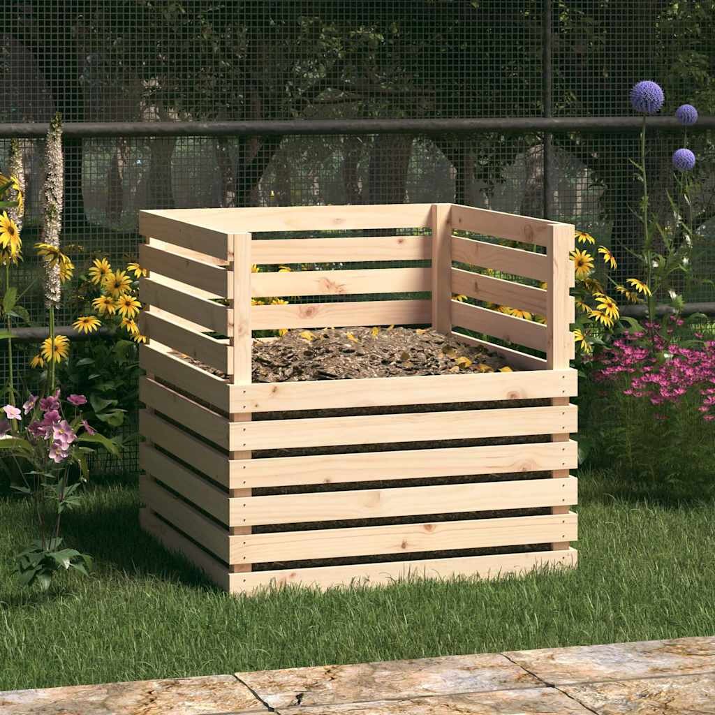 vidaXL Компостер 80x80x78 см борово дърво масив