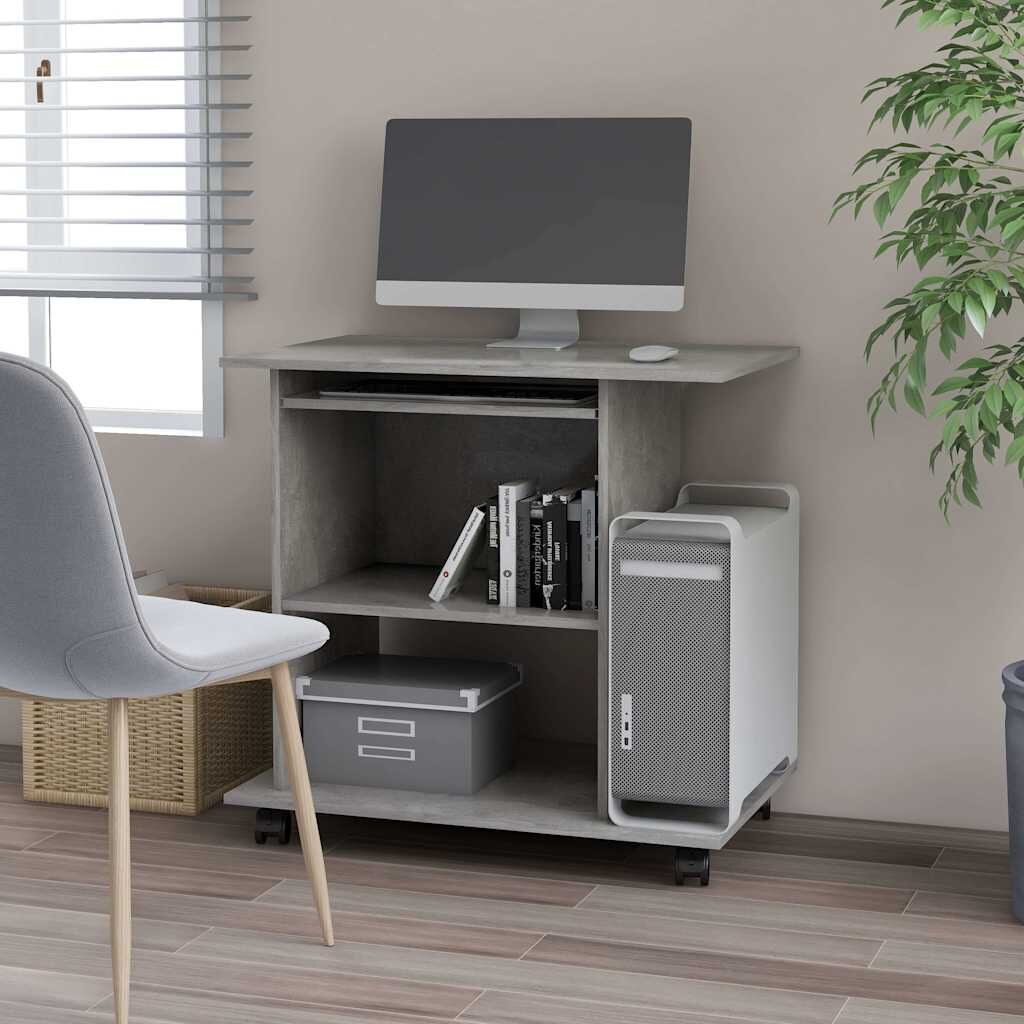 vidaXL Компютърно бюро бетонно сиво 80x50x75 см инженерно дърво