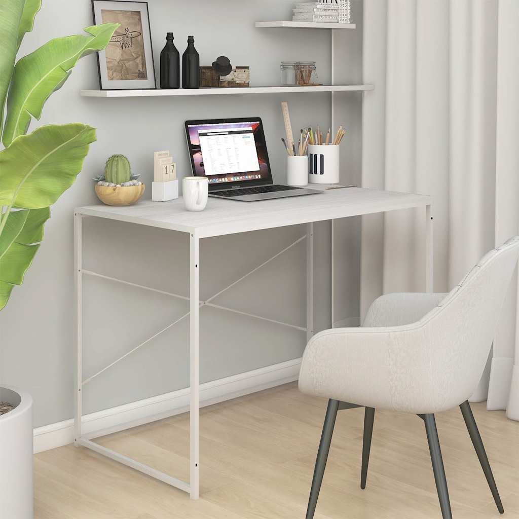 vidaXL Компютърно бюро бяло 110x60x70 см инженерно дърво