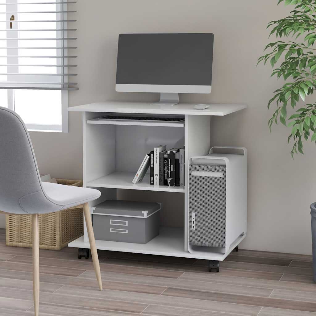 vidaXL Компютърно бюро бяло 80x50x75 см инженерно дърво