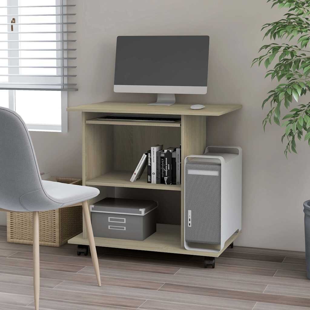 vidaXL Компютърно бюро дъб сонома 80x50x75 см инженерно дърво