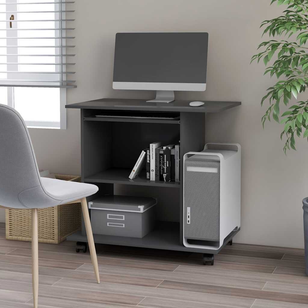 vidaXL Компютърно бюро сиво 80x50x75 см ПДЧ