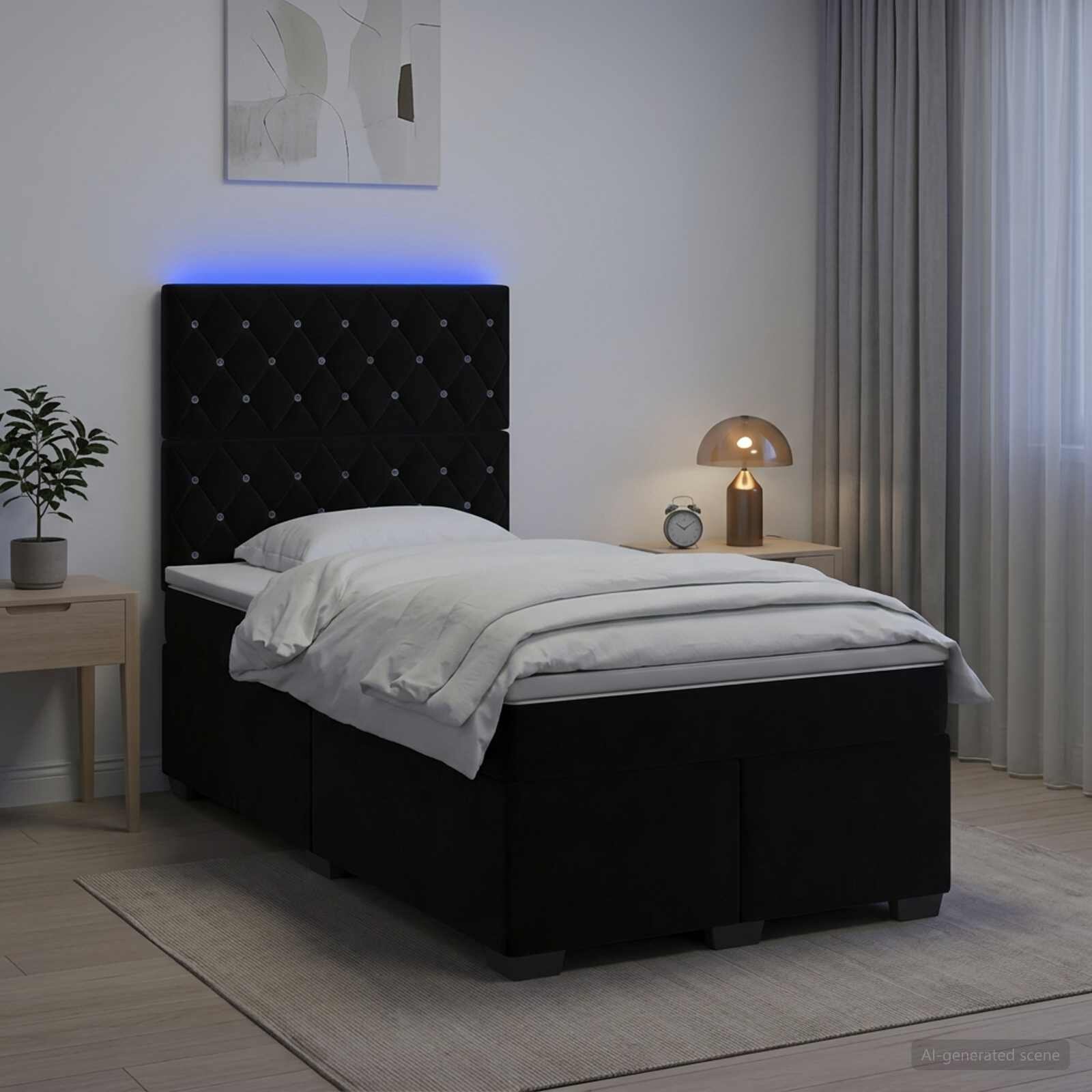 vidaXL Континентално легло с матрак Черно 120 x 190 cm Кадифе