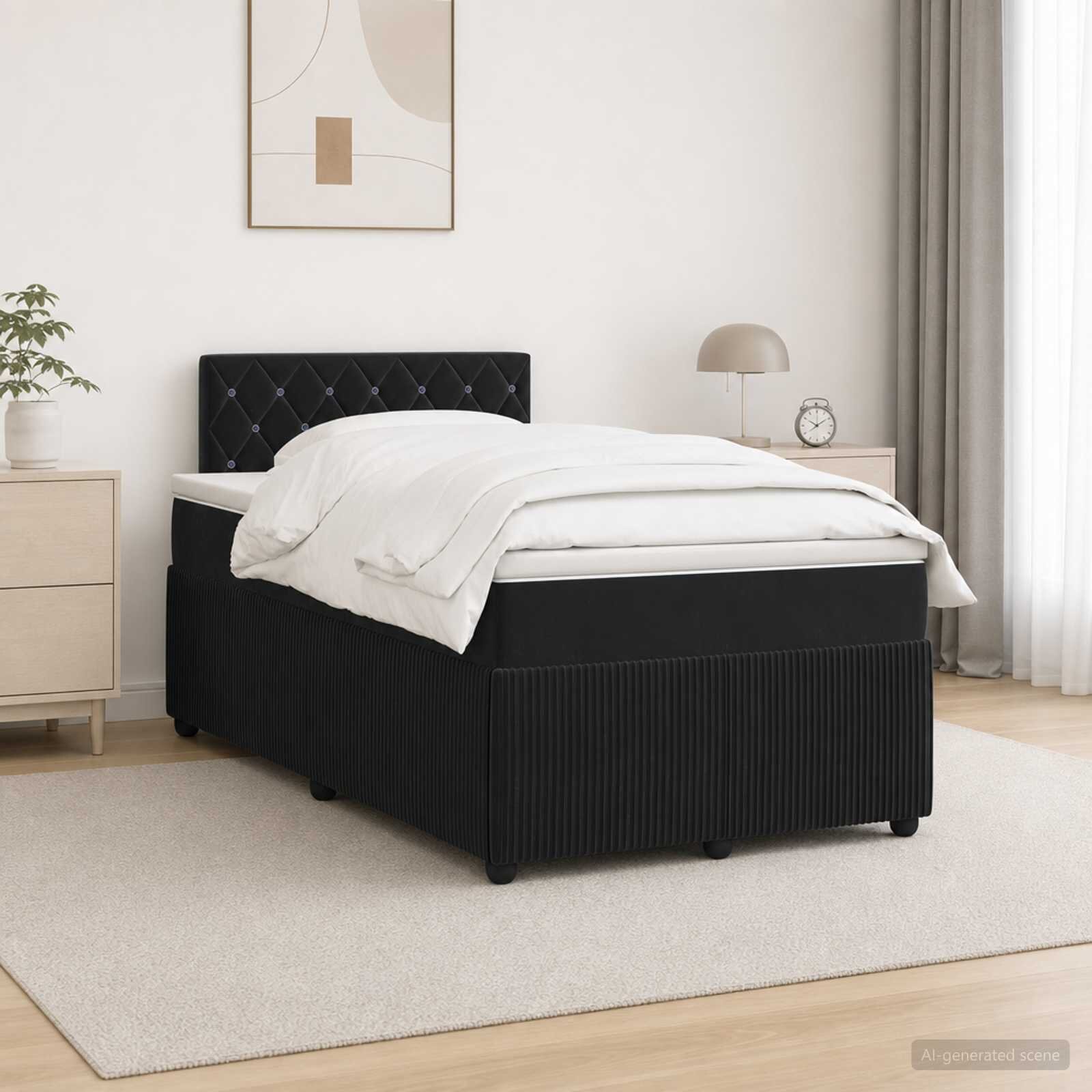 vidaXL Континентално легло с матрак Черно 120 x 190 cm Кадифе