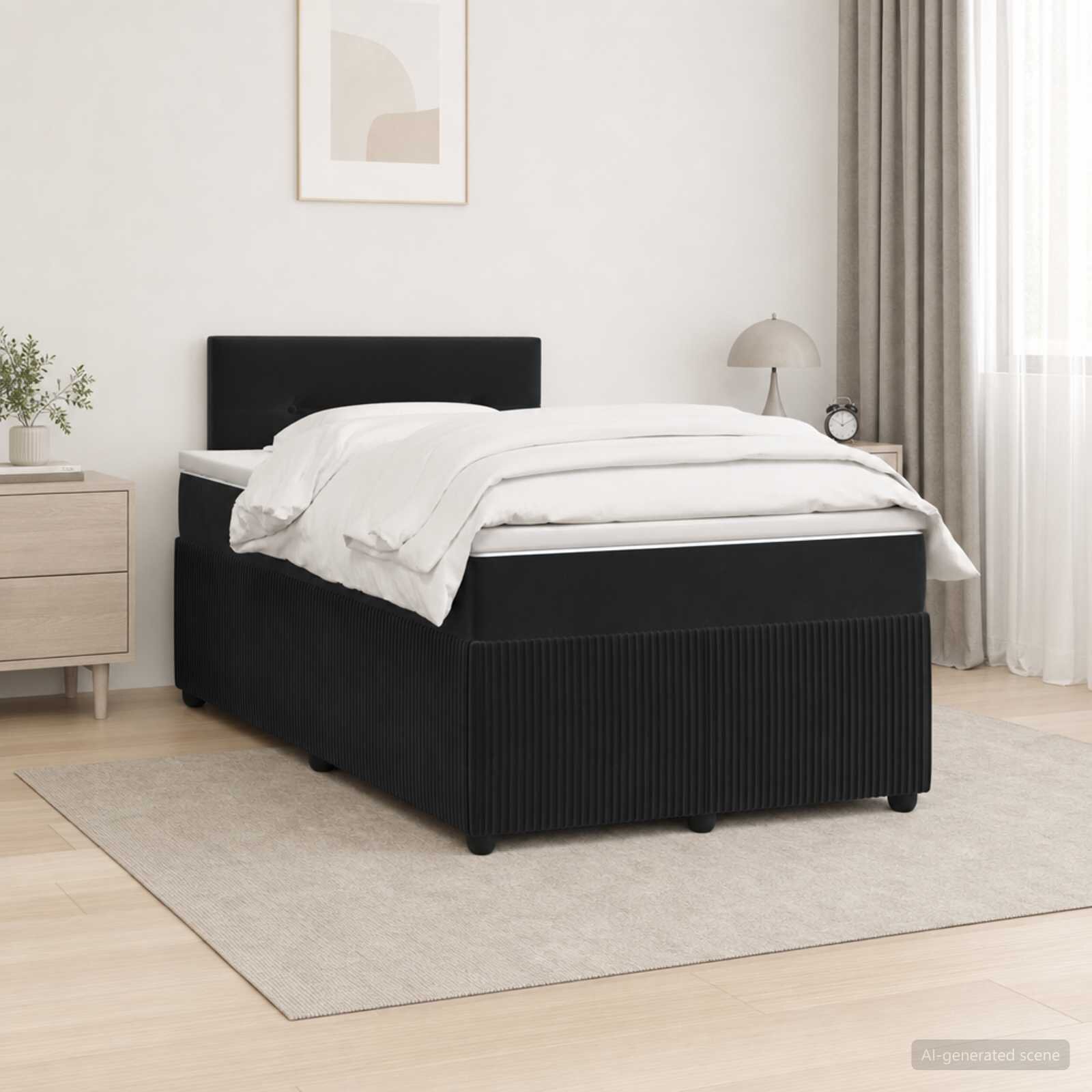 vidaXL Континентално легло с матрак Черно 120 x 190 cm Кадифе