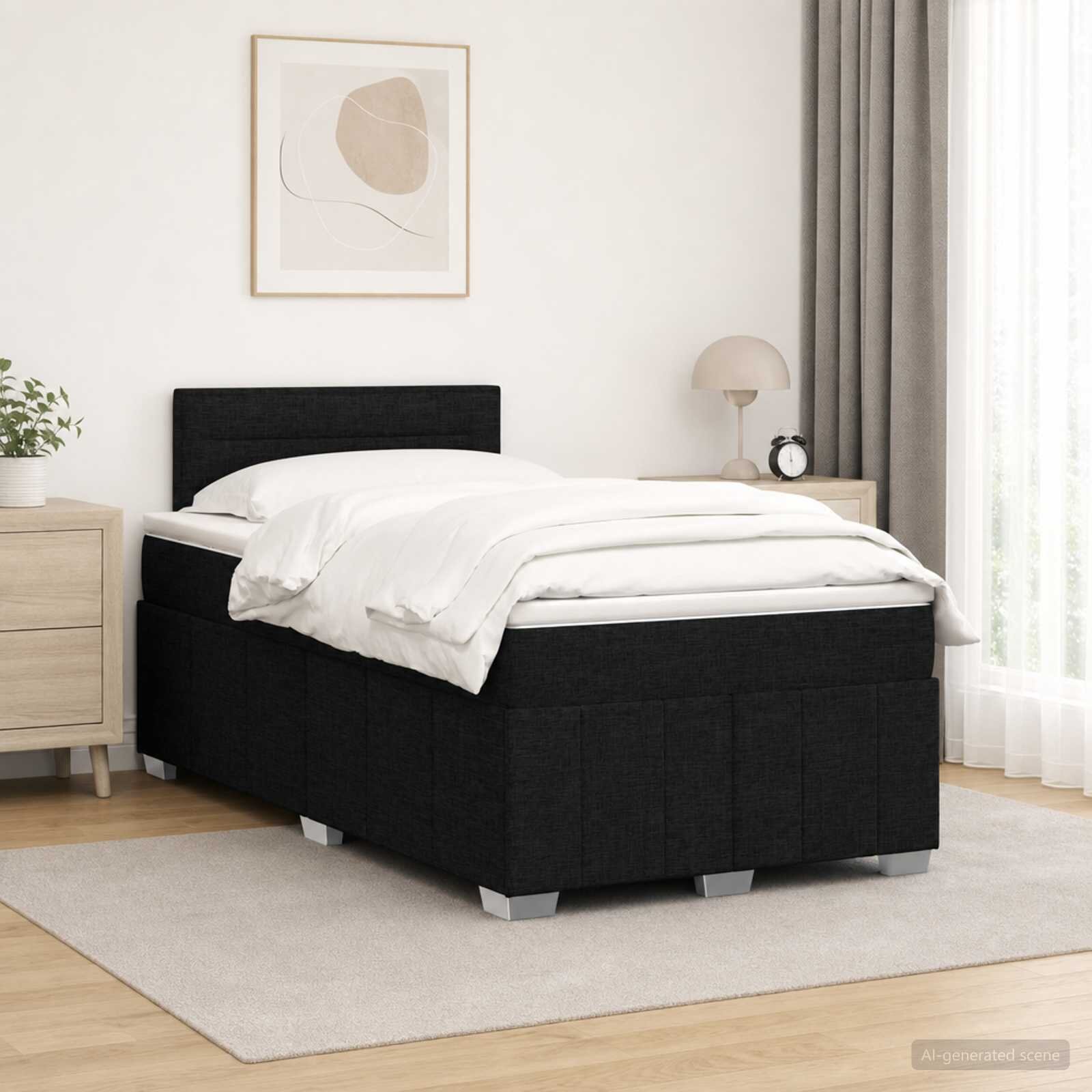 vidaXL Континентално легло с матрак Черно 120 x 190 cm Текстил
