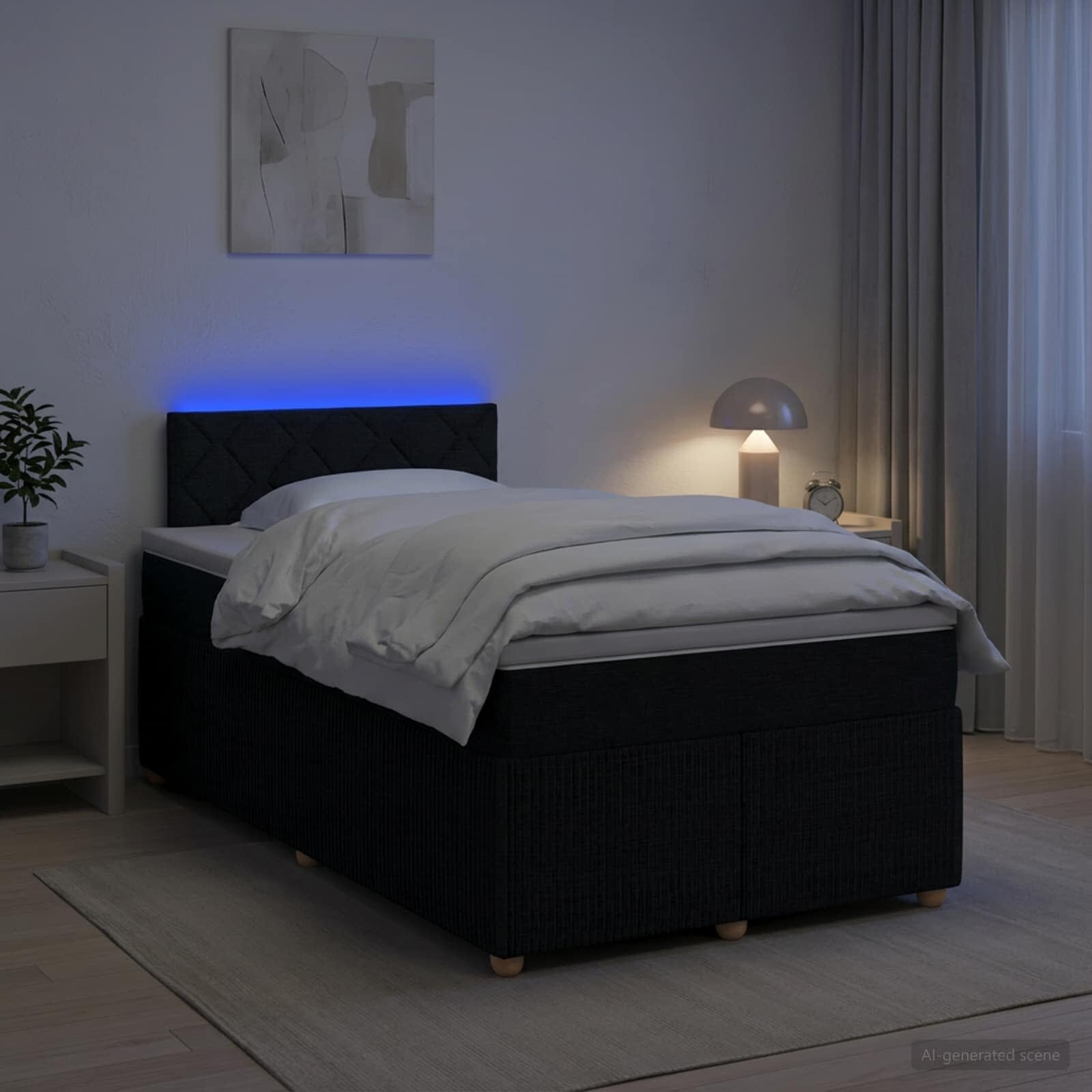 vidaXL Континентално легло с матрак Черно 120 x 190 cm Текстил