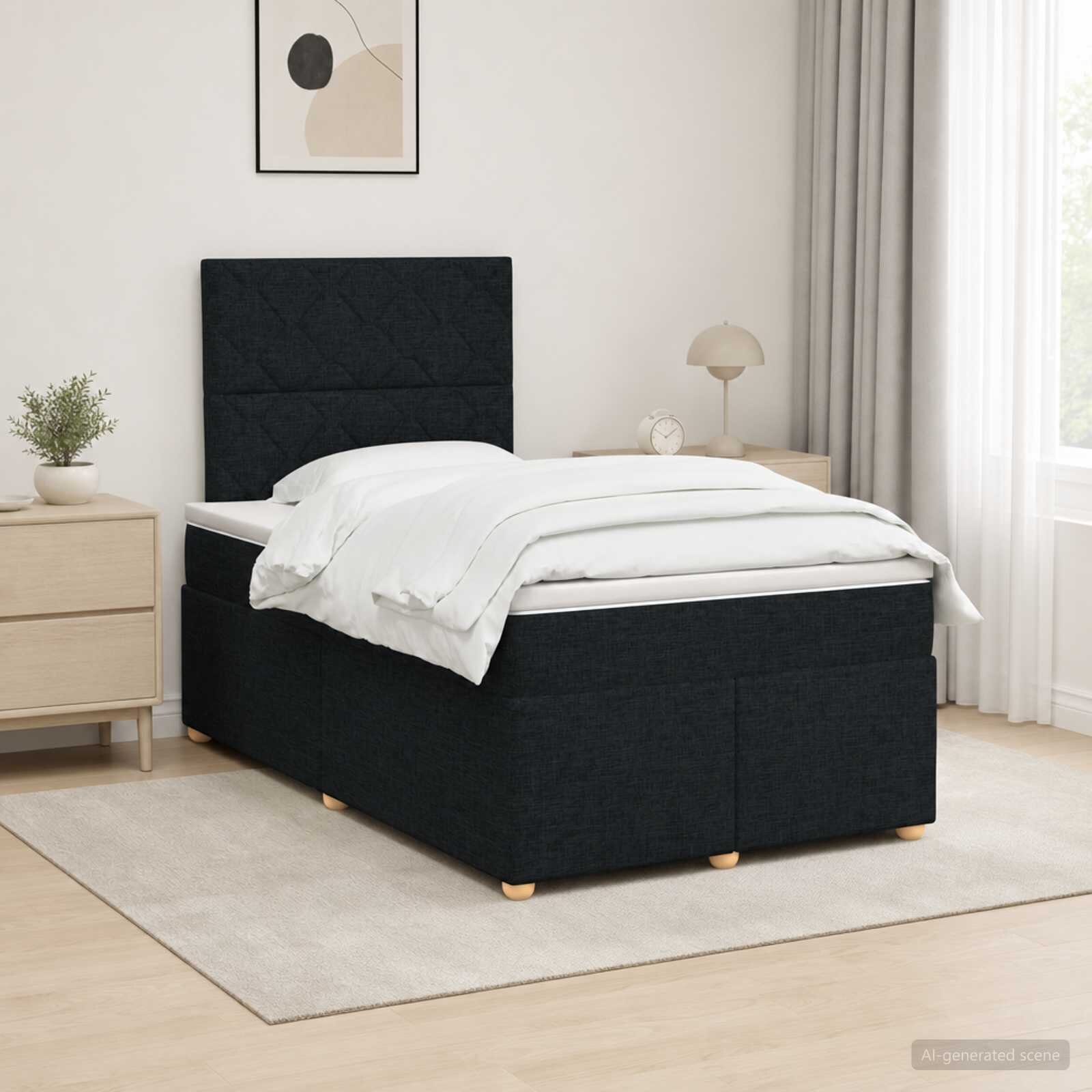 vidaXL Континентално легло с матрак Черно 120 x 190 cm Текстил