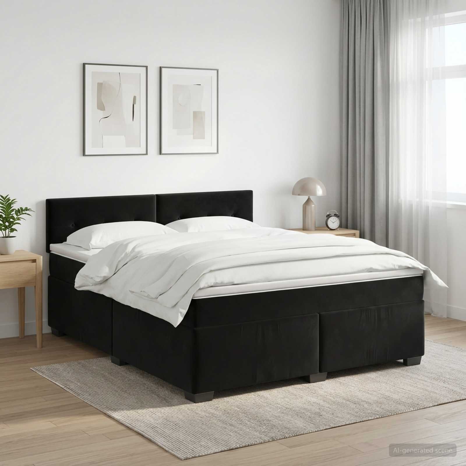 vidaXL Континентално легло с матрак Черно 140 x 190 cm Кадифе