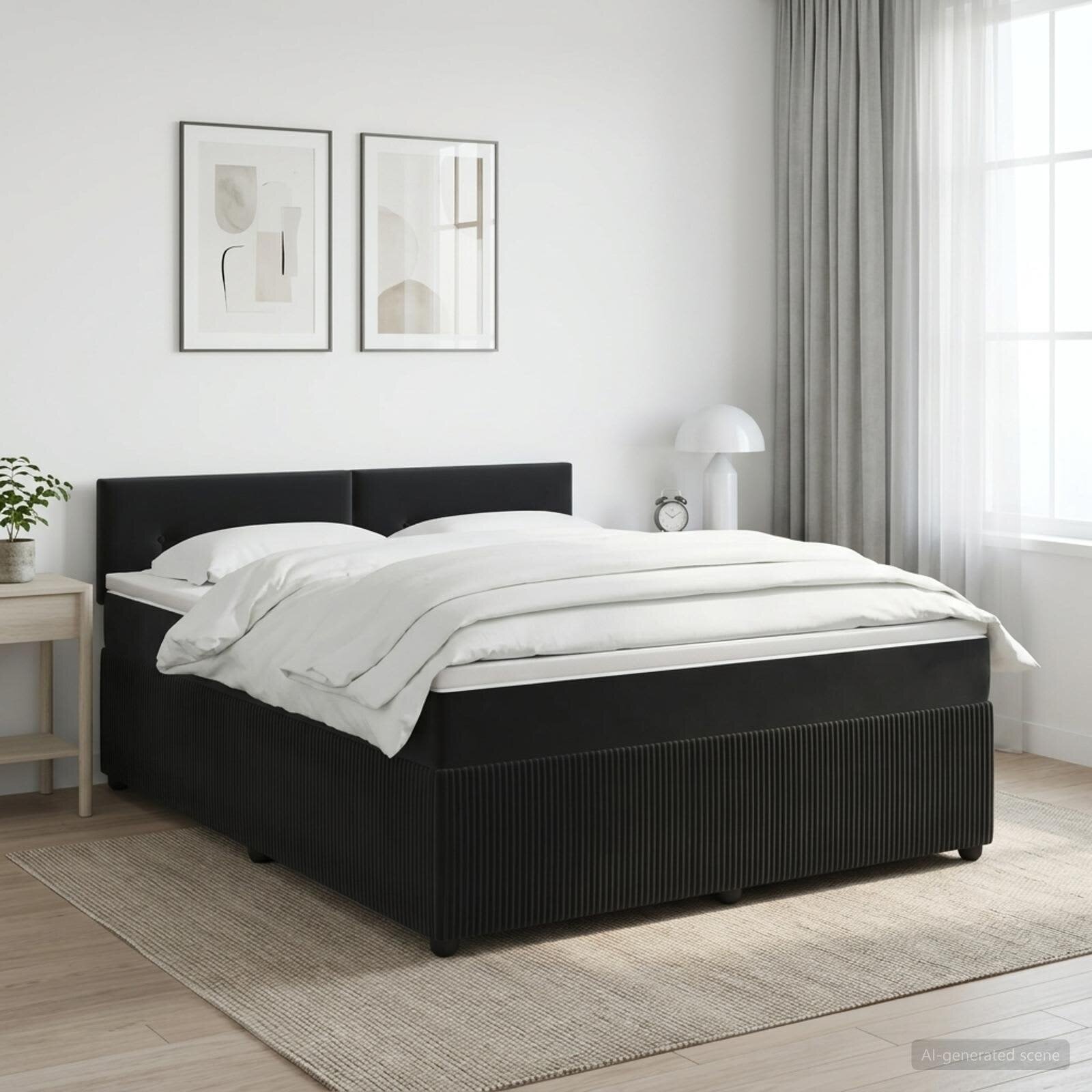 vidaXL Континентално легло с матрак Черно 140 x 190 cm Кадифе