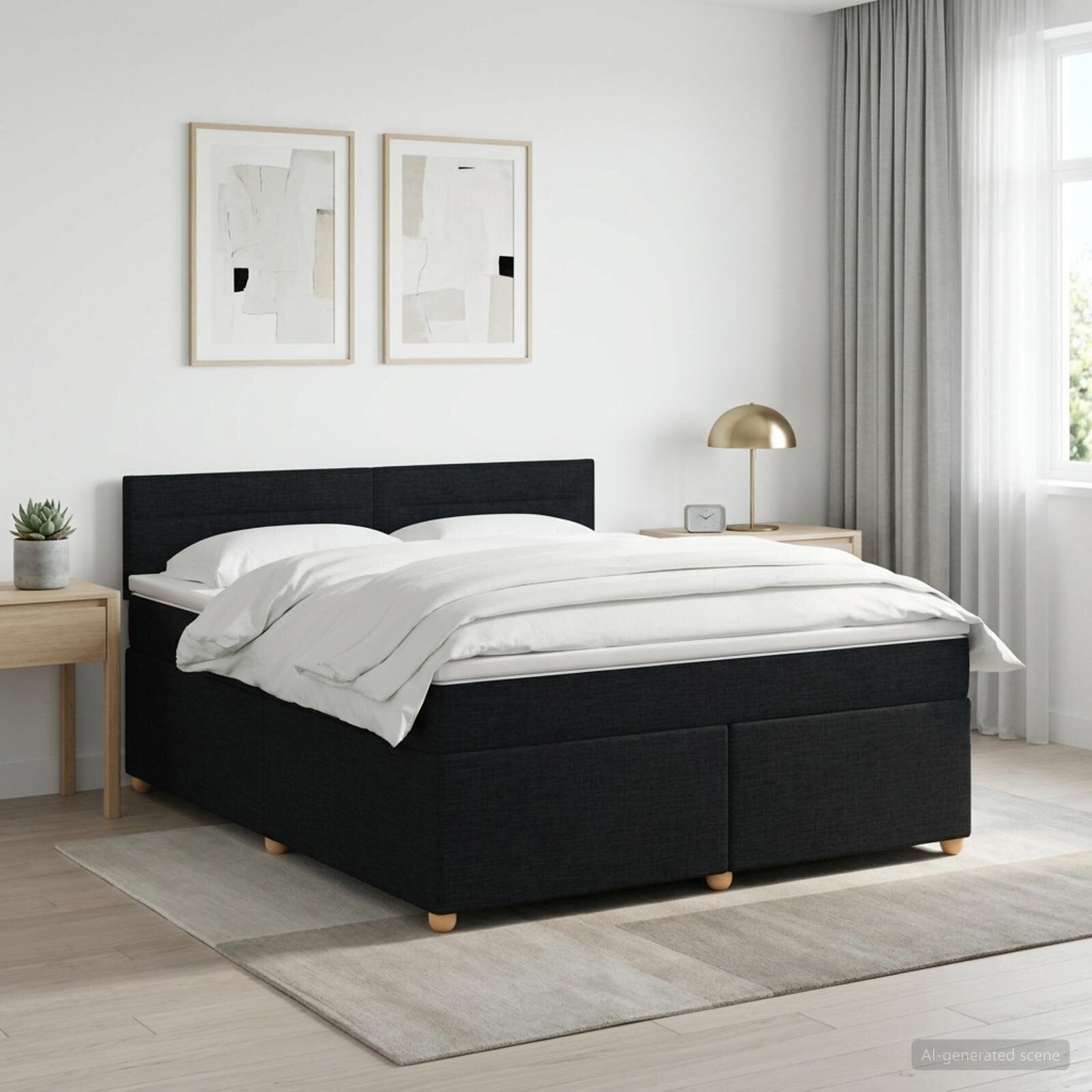 vidaXL Континентално легло с матрак Черно 140 x 190 cm Текстил