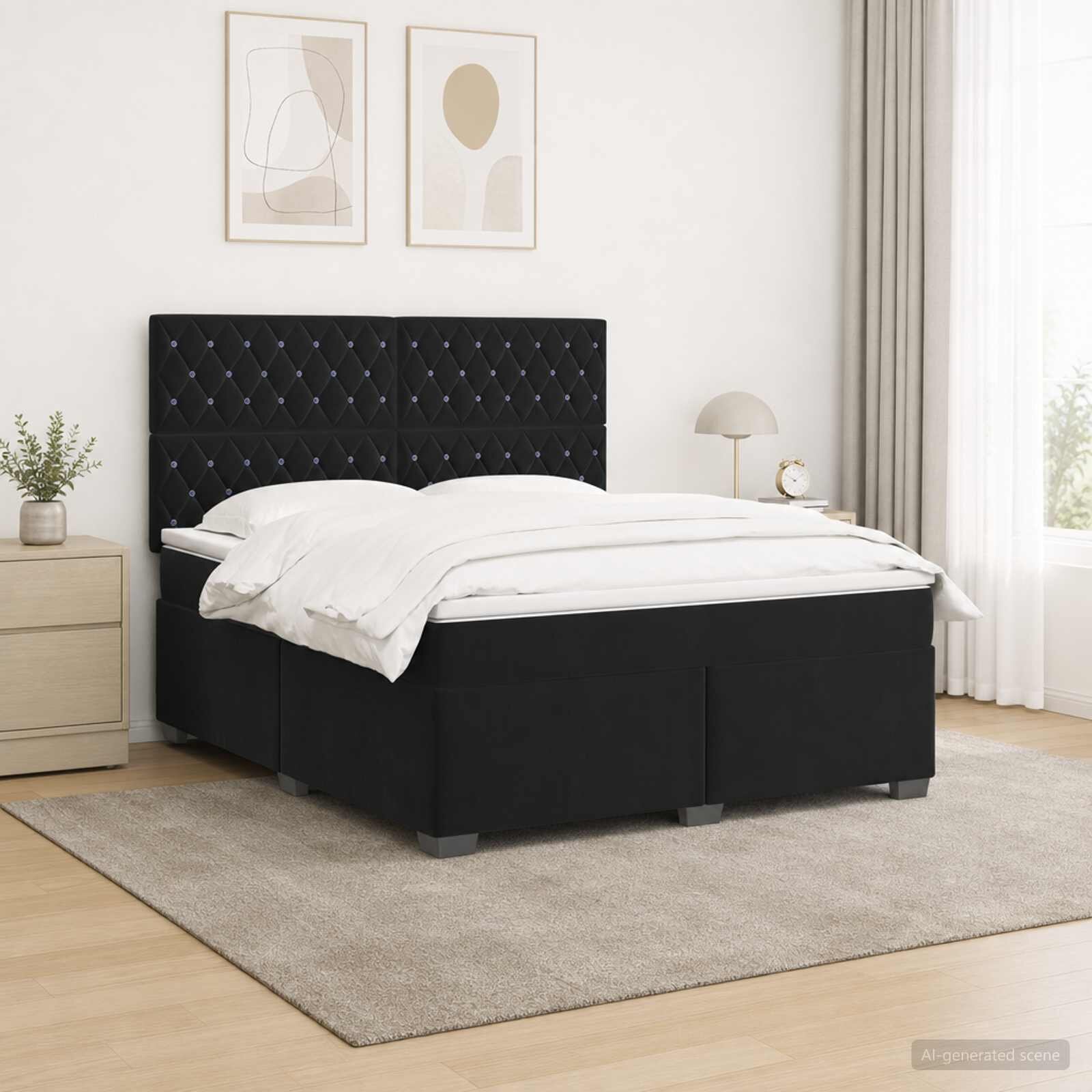 vidaXL Континентално легло с матрак Черно 140 x 200 cm Кадифе