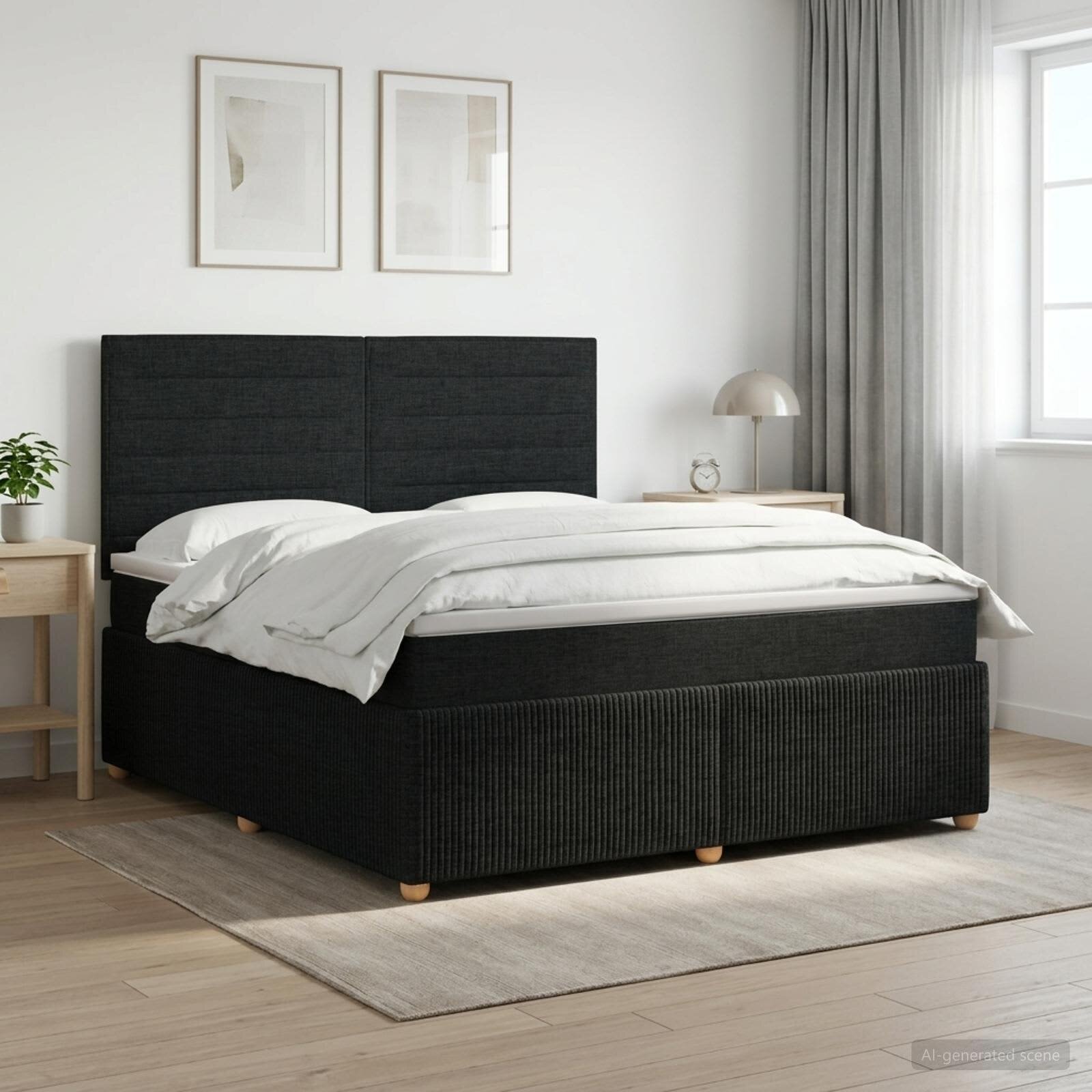 vidaXL Континентално легло с матрак Черно 140 x 200 cm Текстил