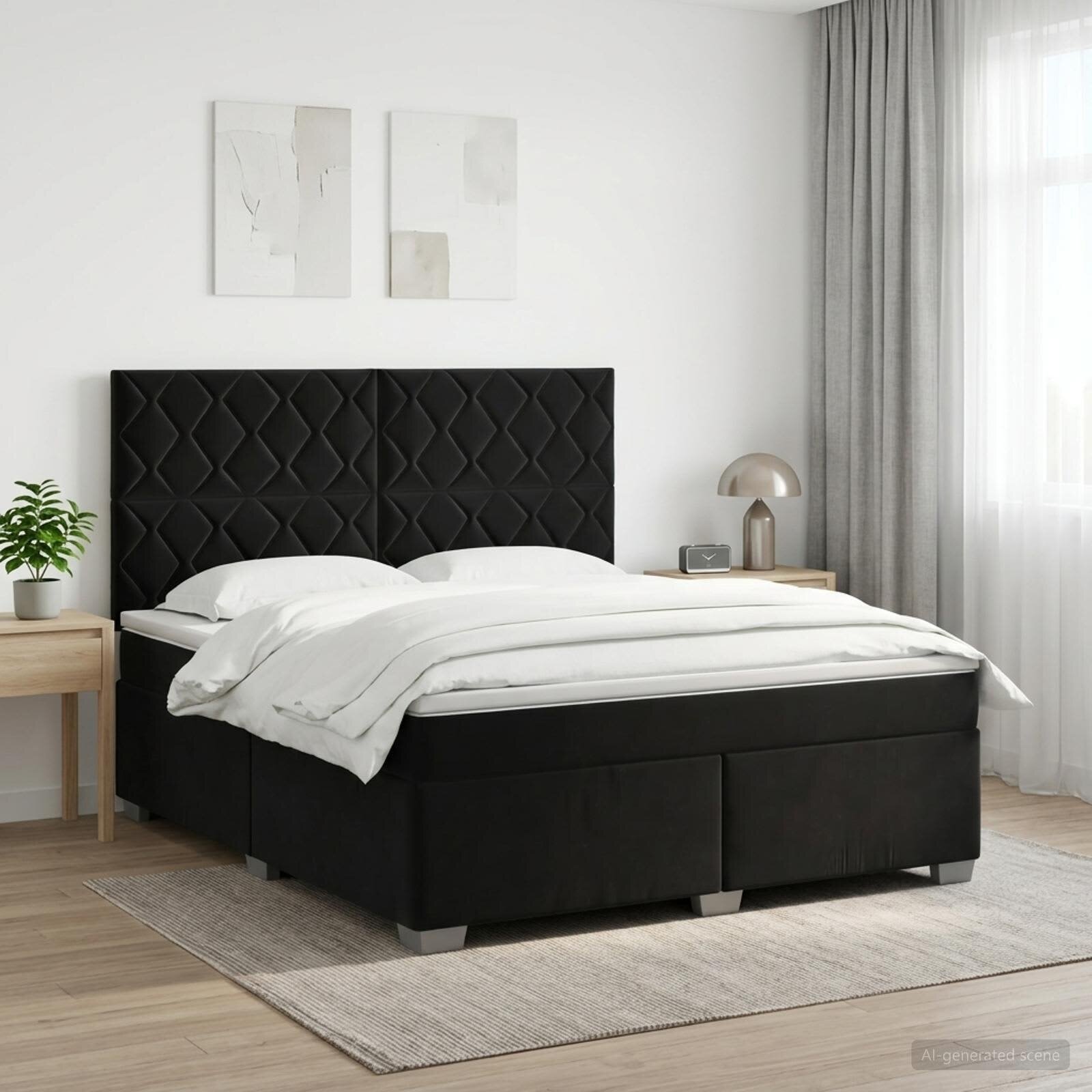 vidaXL Континентално легло с матрак Черно 160 x 200 cm Кадифе