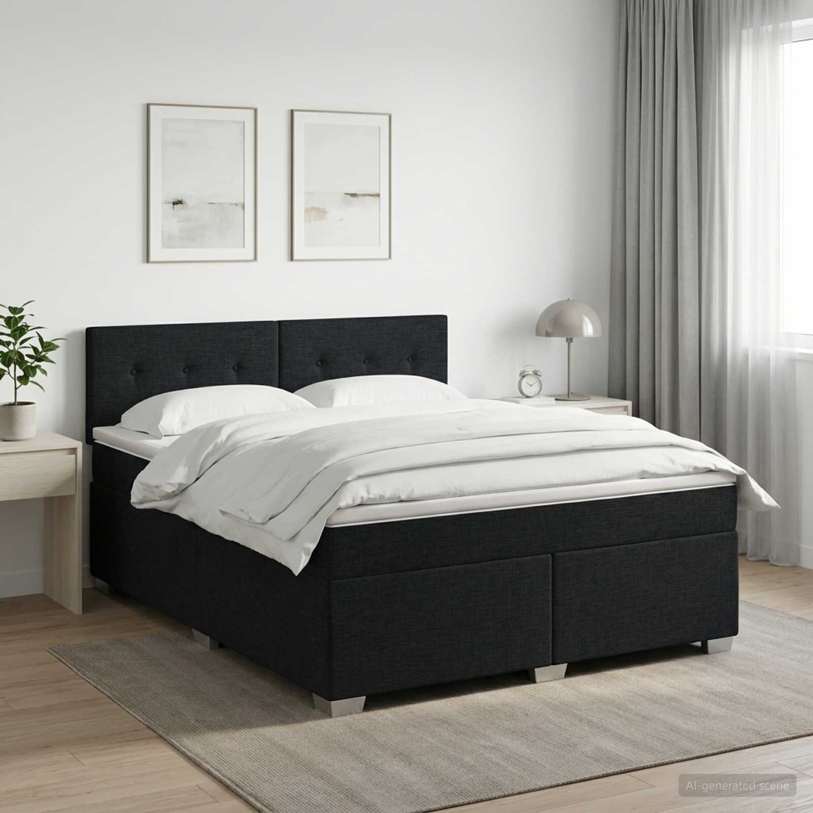vidaXL Континентално легло с матрак Черно 160 x 200 cm Текстил