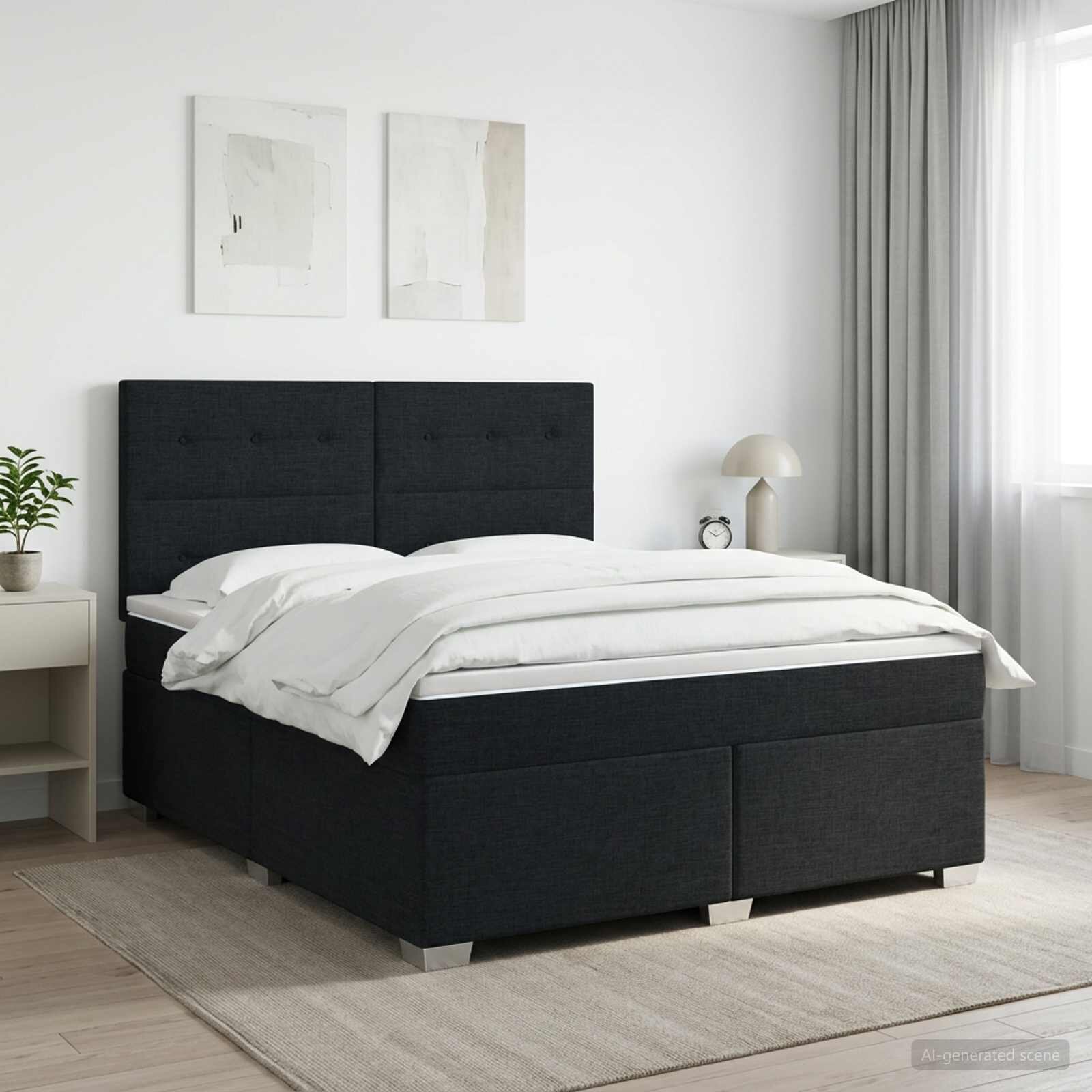 vidaXL Континентално легло с матрак Черно 160 x 200 cm Текстил
