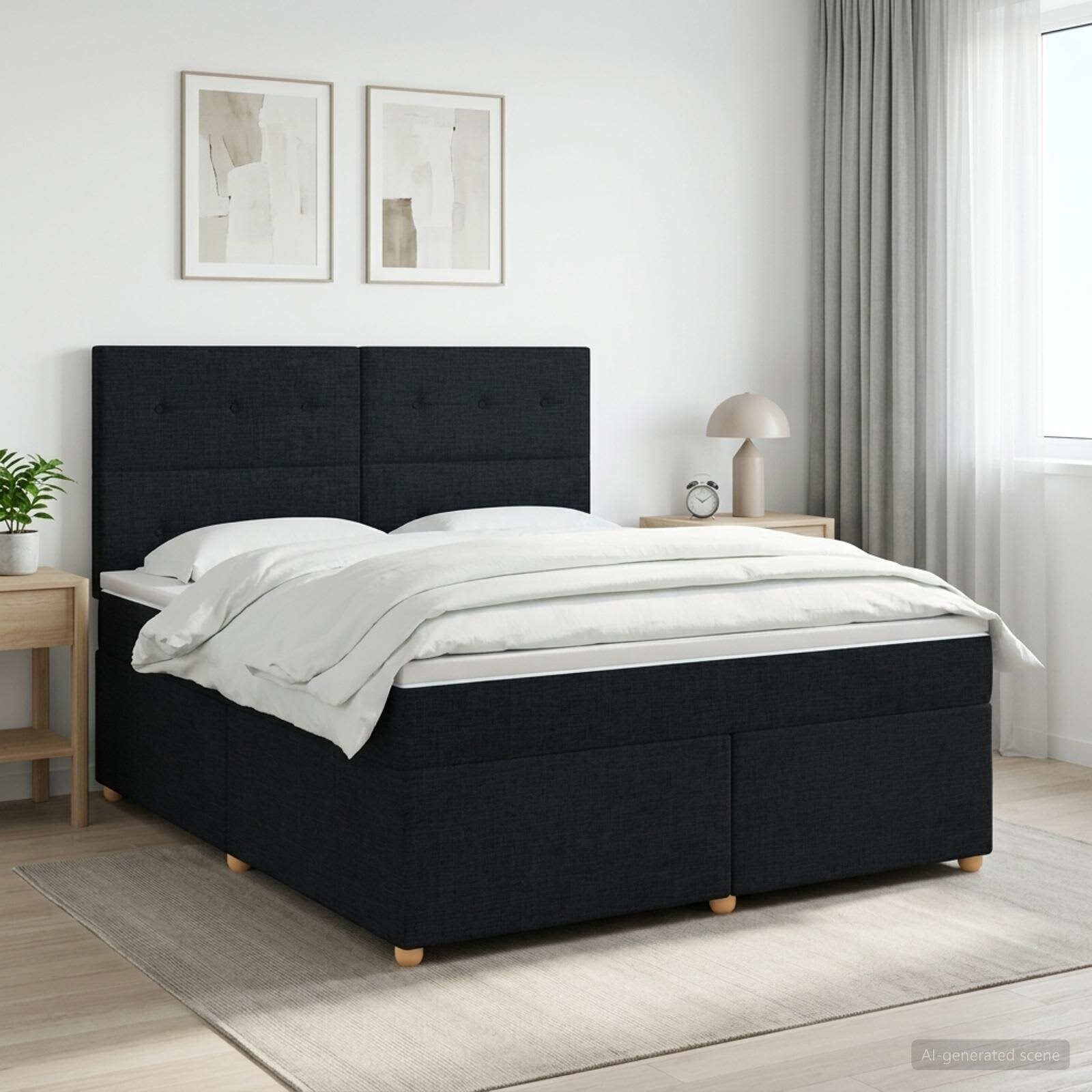 vidaXL Континентално легло с матрак Черно 160 x 200 cm Текстил