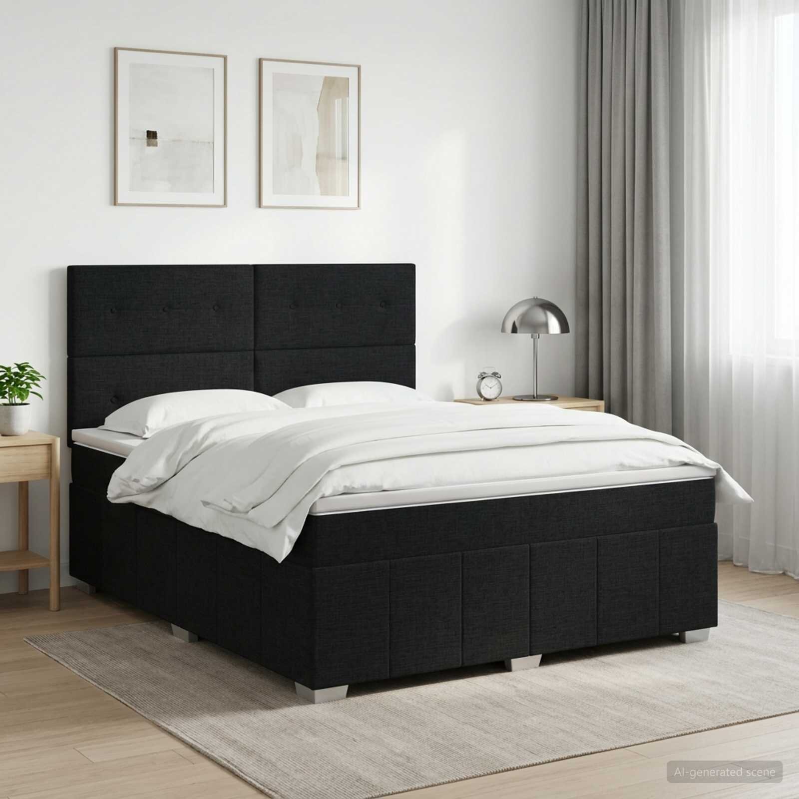 vidaXL Континентално легло с матрак Черно 160 x 200 cm Текстил