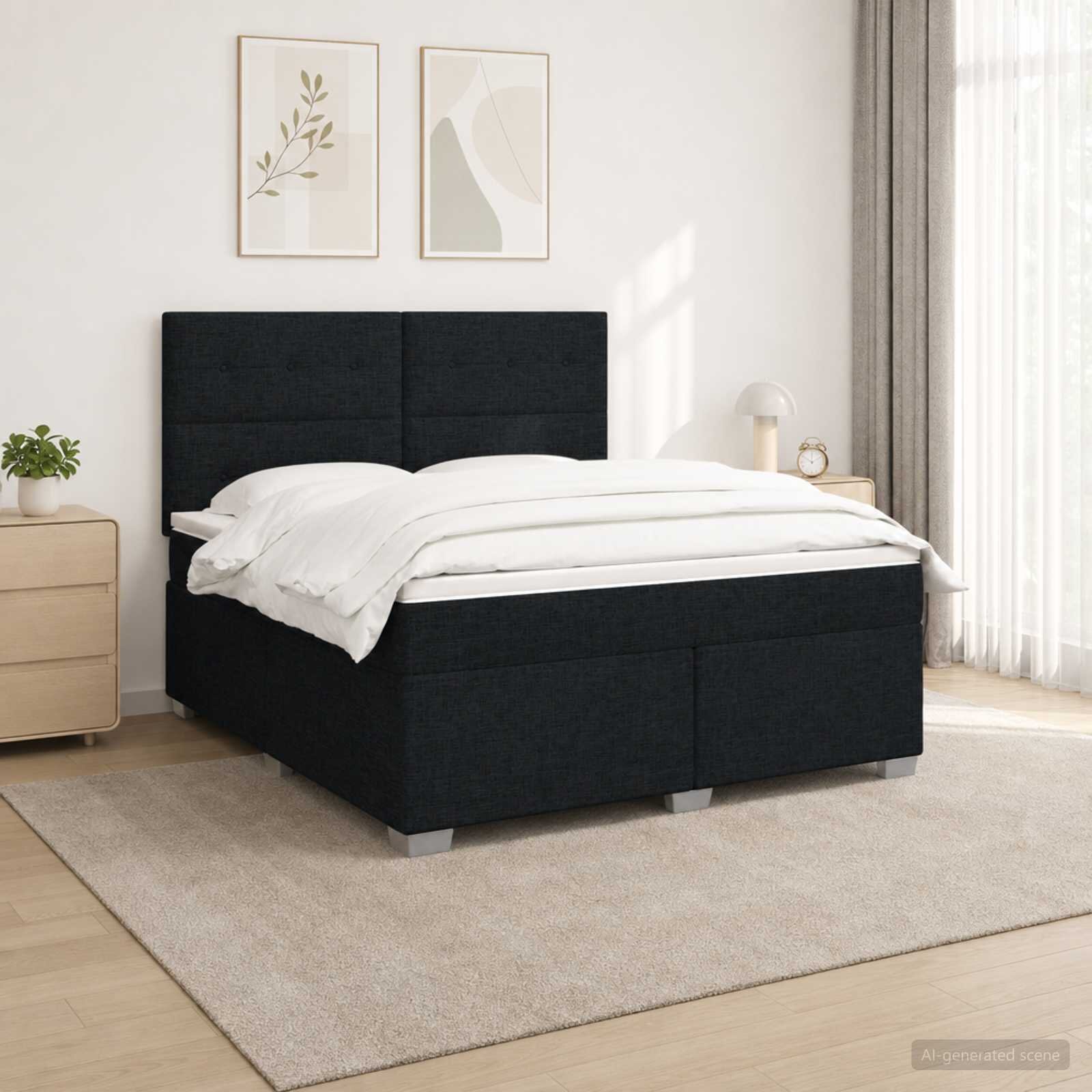 vidaXL Континентално легло с матрак Черно 160 x 200 cm Текстил