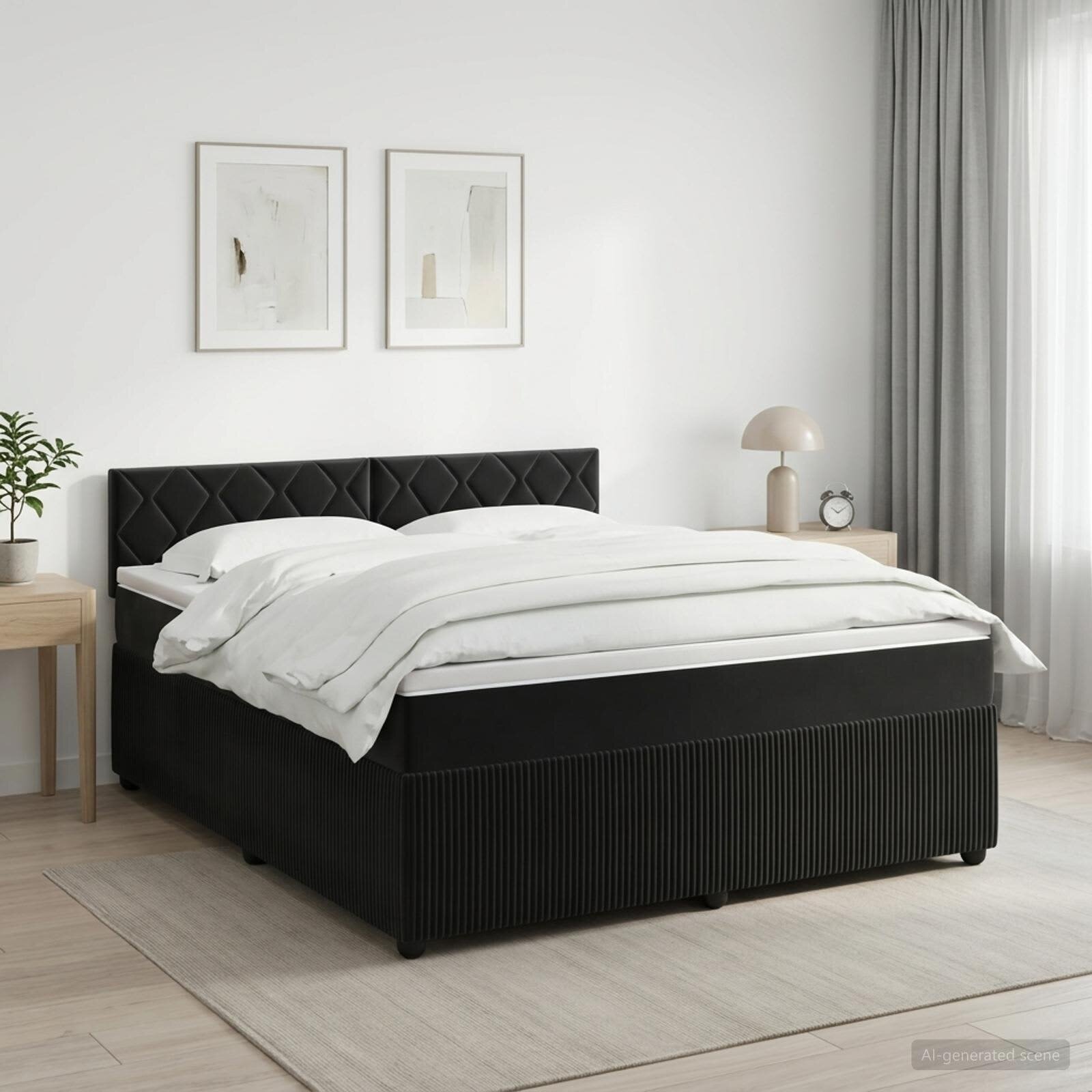 vidaXL Континентално легло с матрак Черно 180 x 200 cm Кадифе
