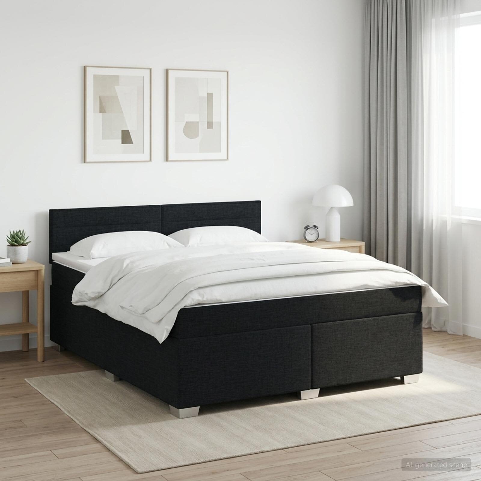 vidaXL Континентално легло с матрак Черно 180 x 200 cm Текстил