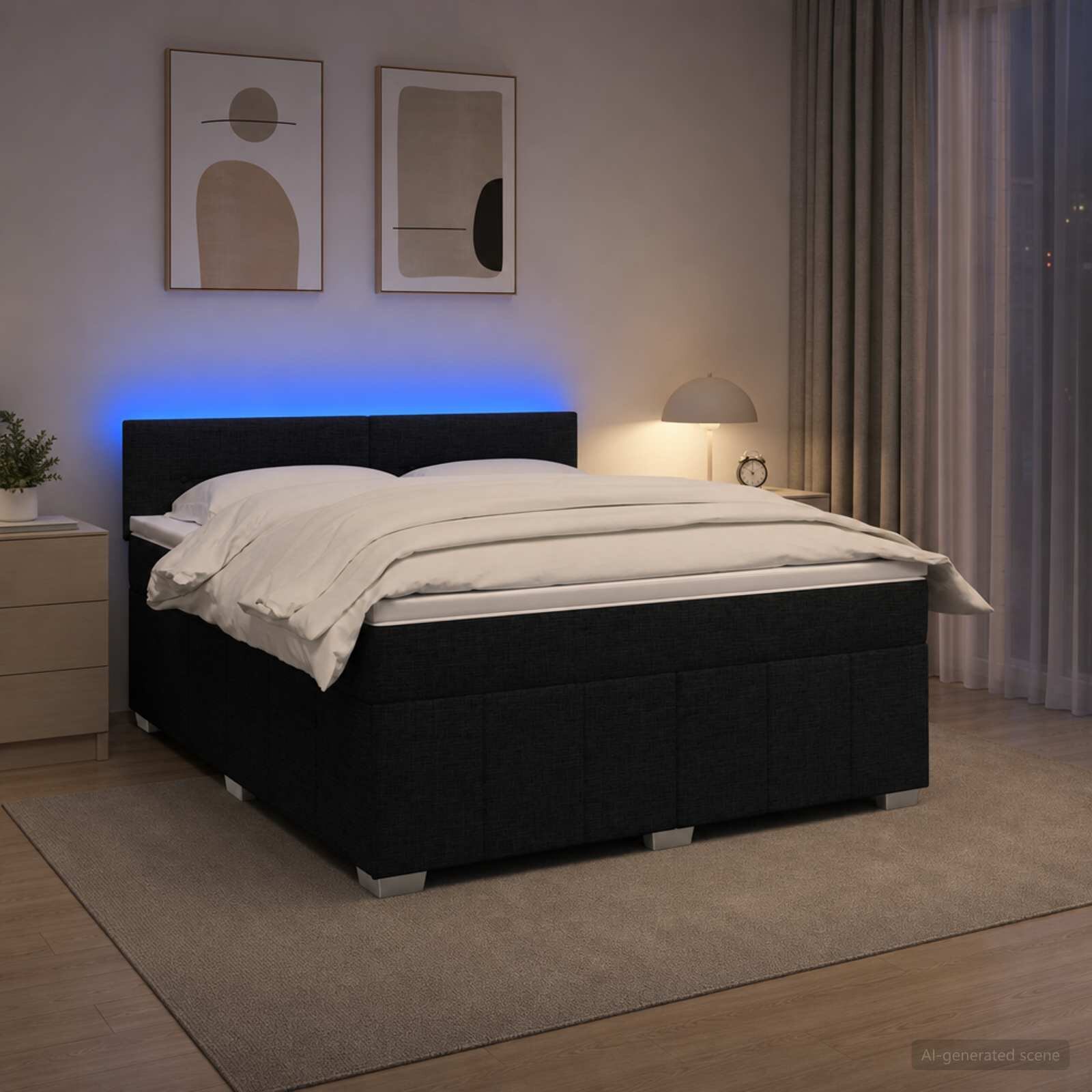 vidaXL Континентално легло с матрак Черно 180 x 200 cm Текстил