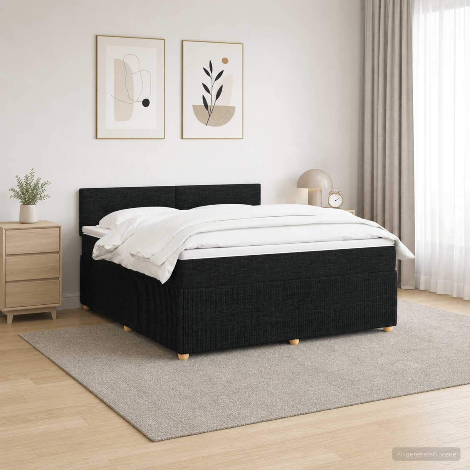 vidaXL Континентално легло с матрак Черно 180 x 200 cm Текстил