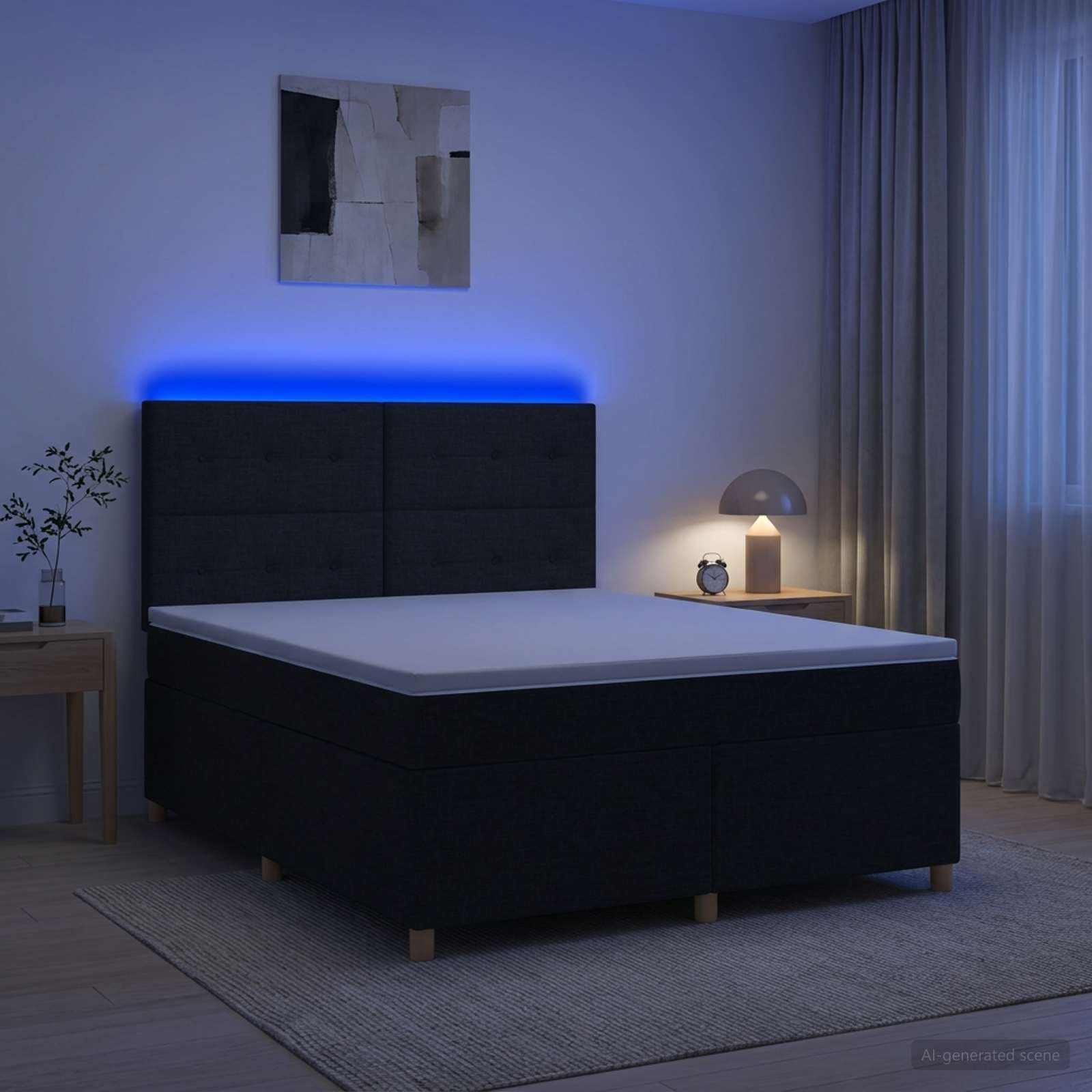 vidaXL Континентално легло с матрак Черно 180 x 200 cm Текстил