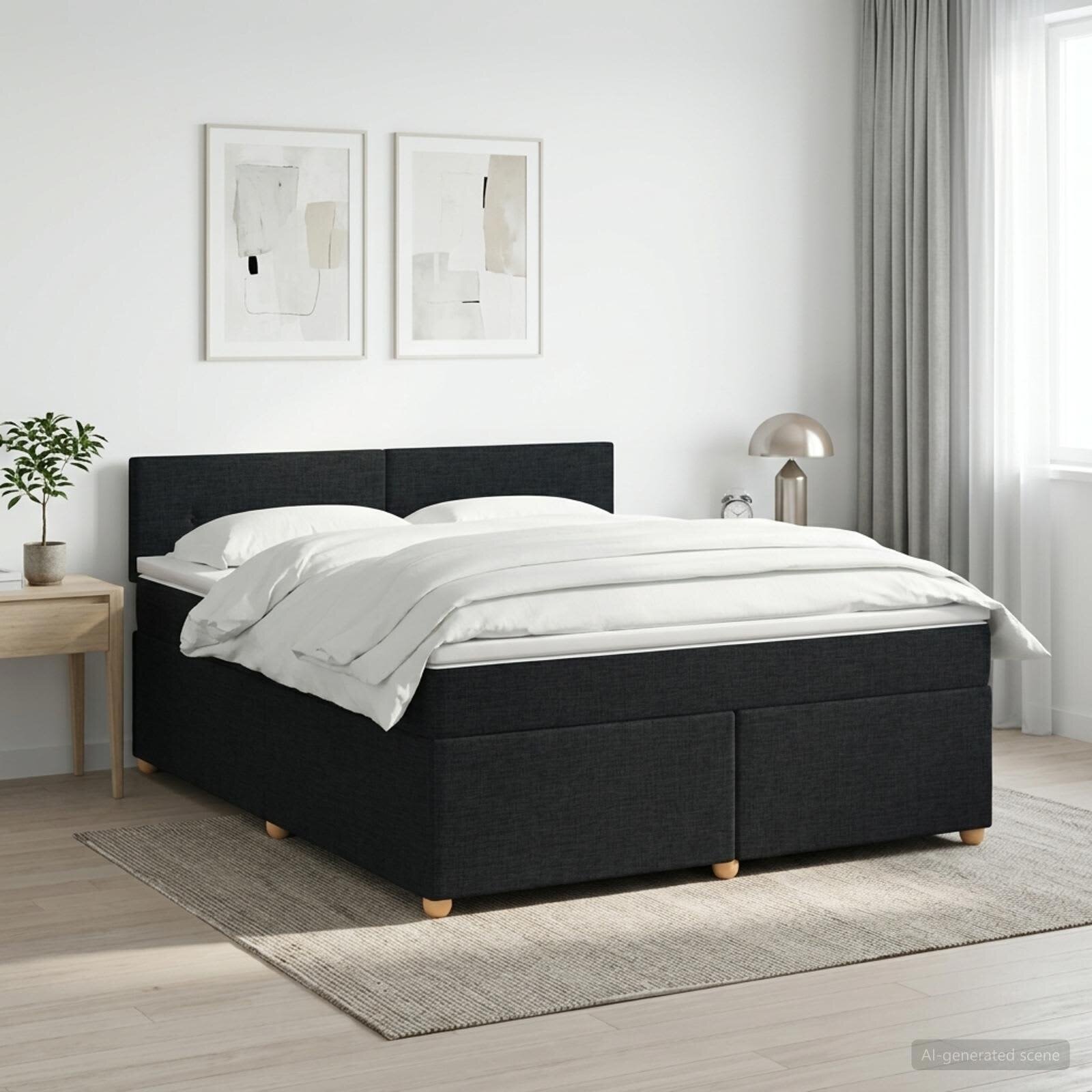 vidaXL Континентално легло с матрак Черно 180 x 200 cm Текстил