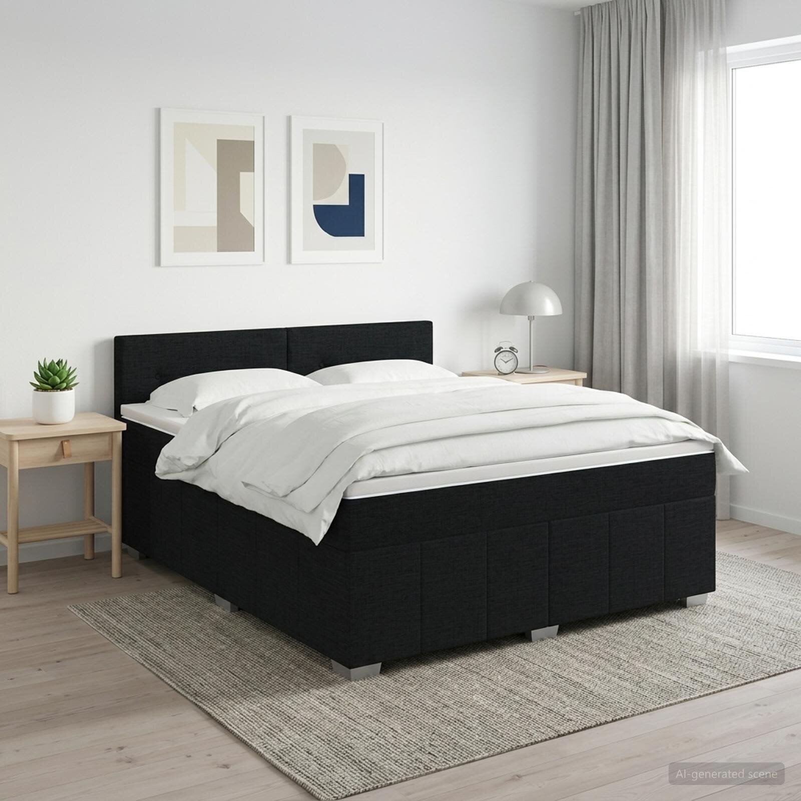 vidaXL Континентално легло с матрак Черно 180 x 200 cm Текстил