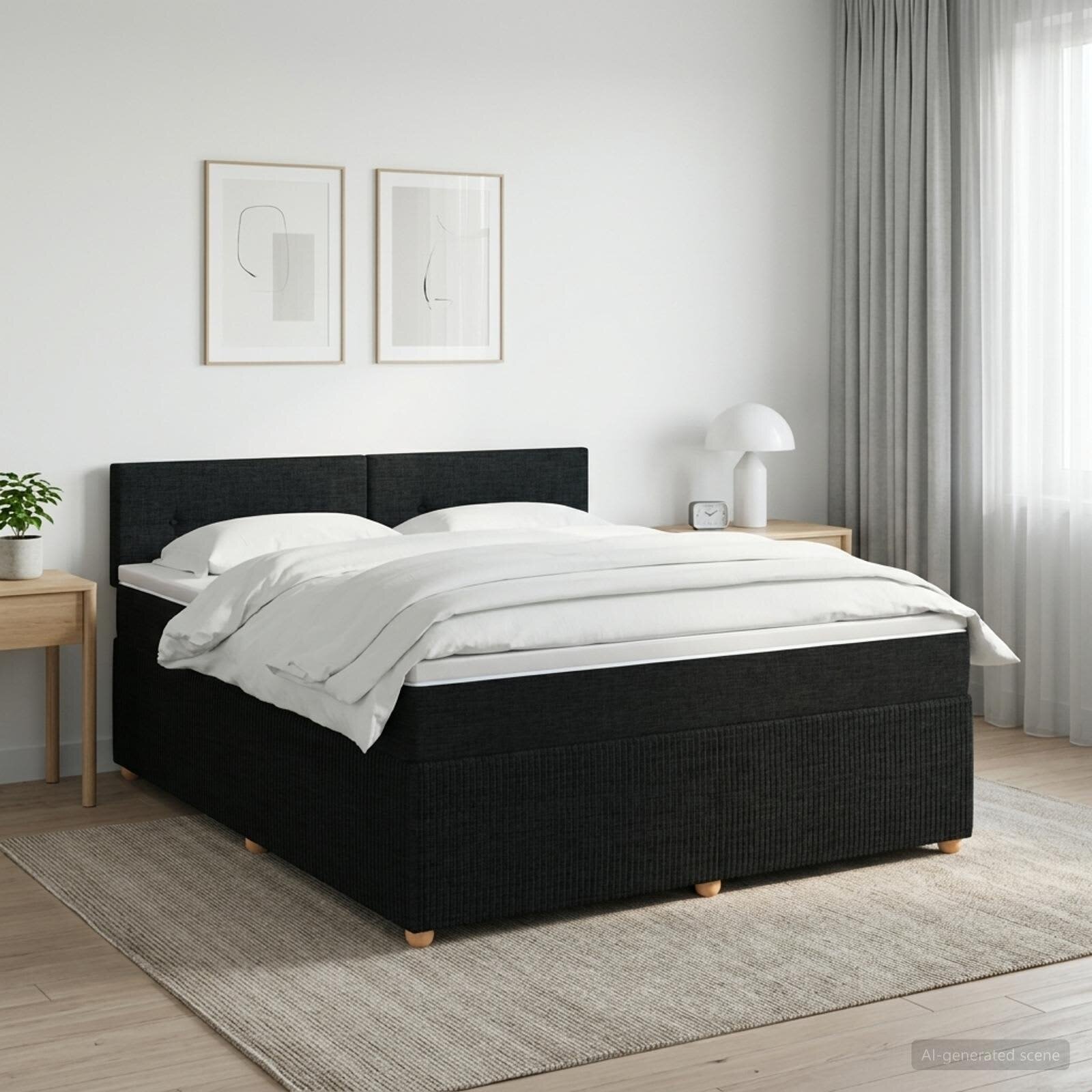 vidaXL Континентално легло с матрак Черно 180 x 200 cm Текстил