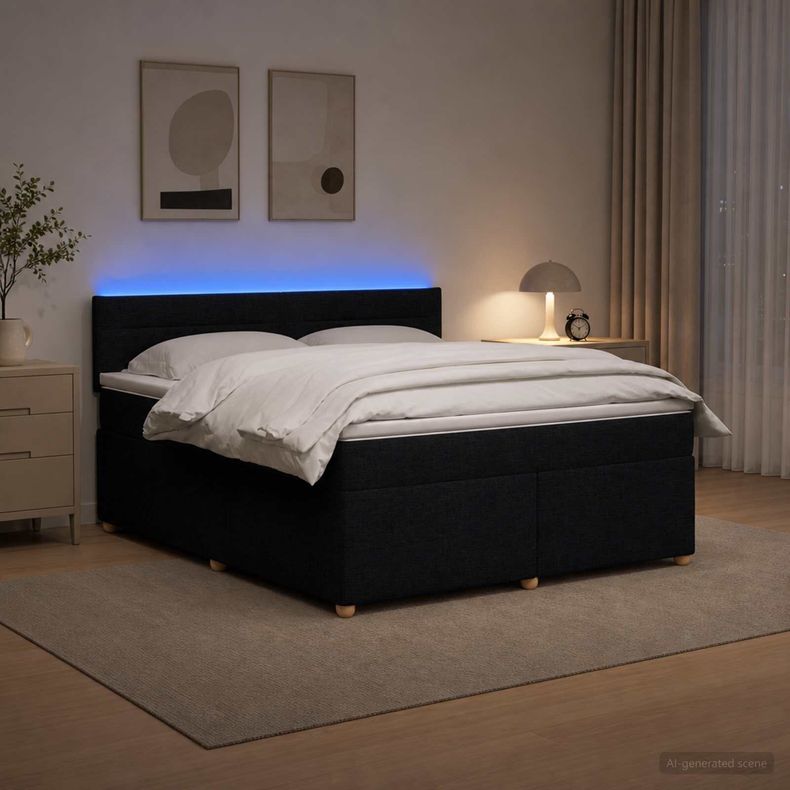 vidaXL Континентално легло с матрак Черно 180 x 200 cm Текстил