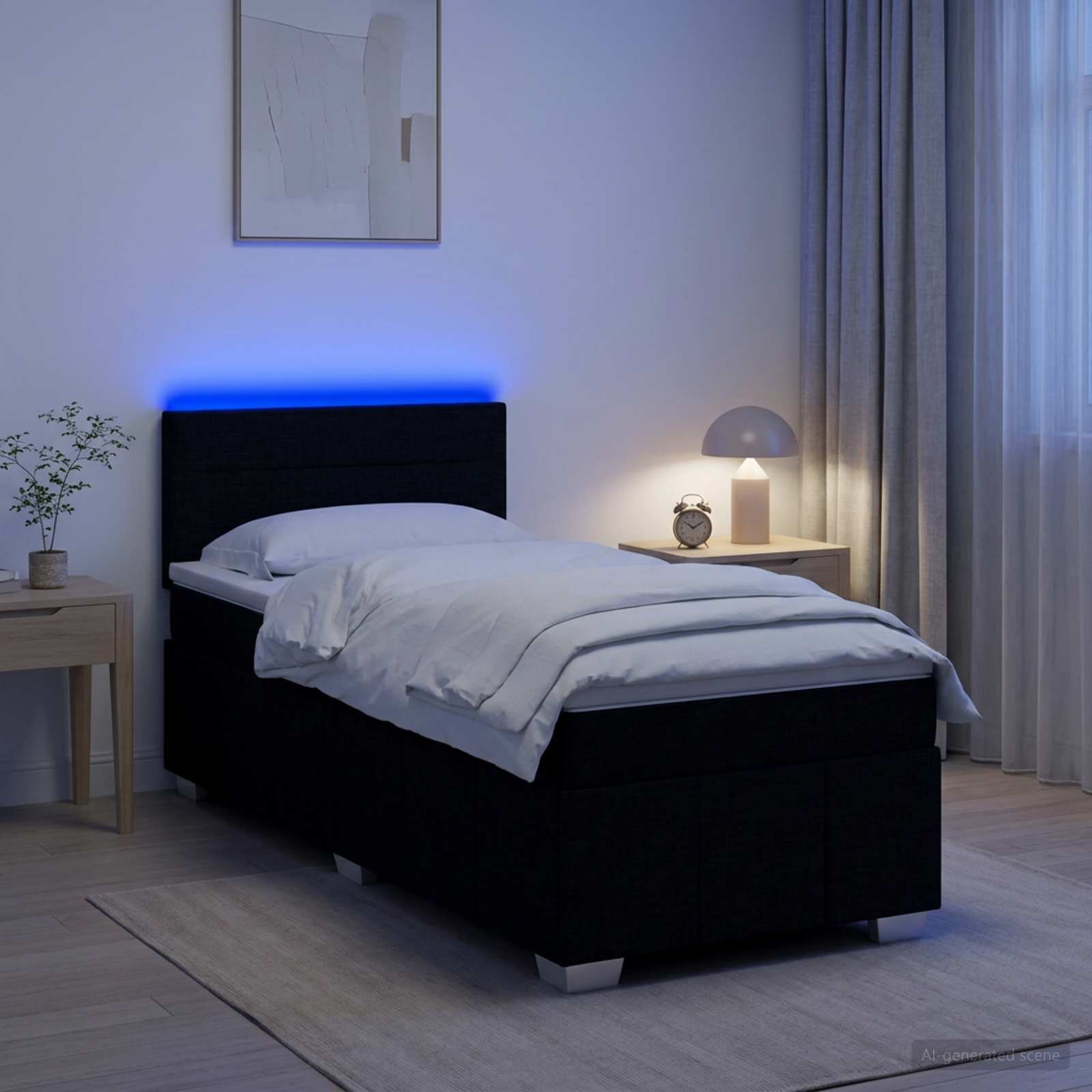 vidaXL Континентално легло с матрак Черно 90 x 190 cm Текстил