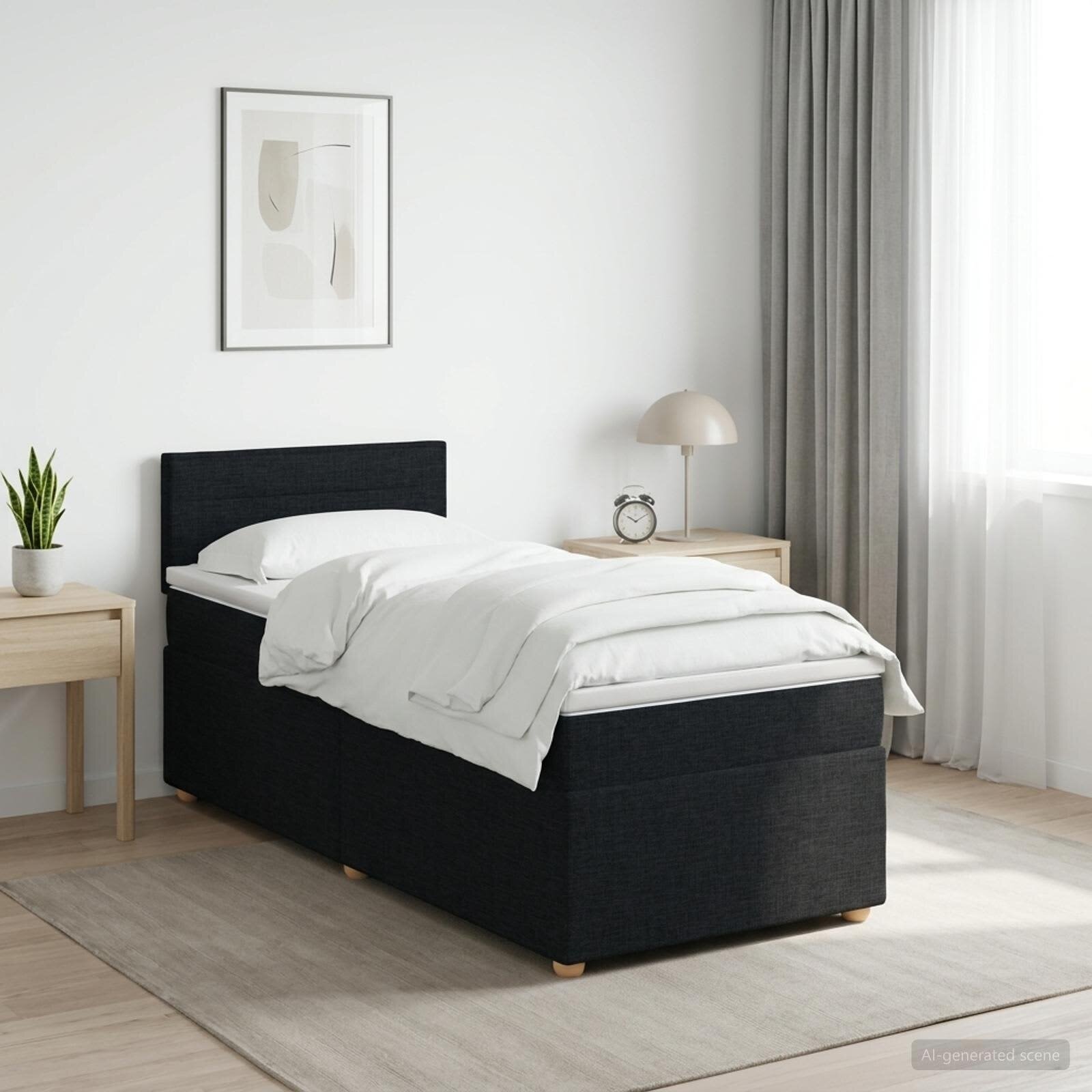 vidaXL Континентално легло с матрак Черно 90 x 190 cm Текстил