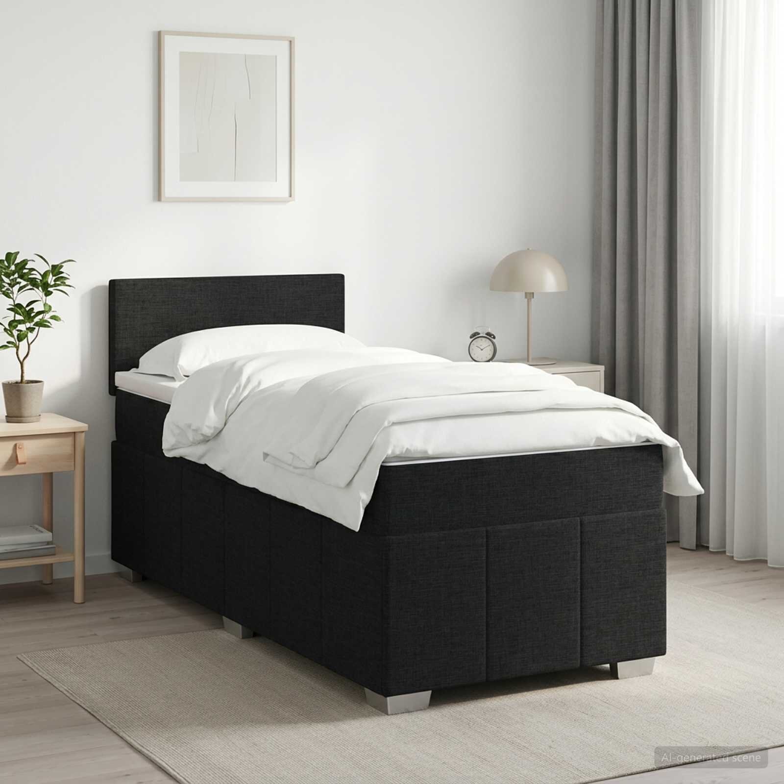 vidaXL Континентално легло с матрак Черно 90 x 190 cm Текстил