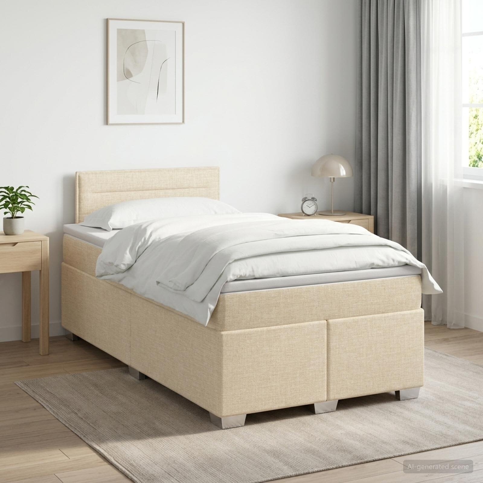 vidaXL Континентално легло с матрак Кремаво 120 x 190 cm Текстил