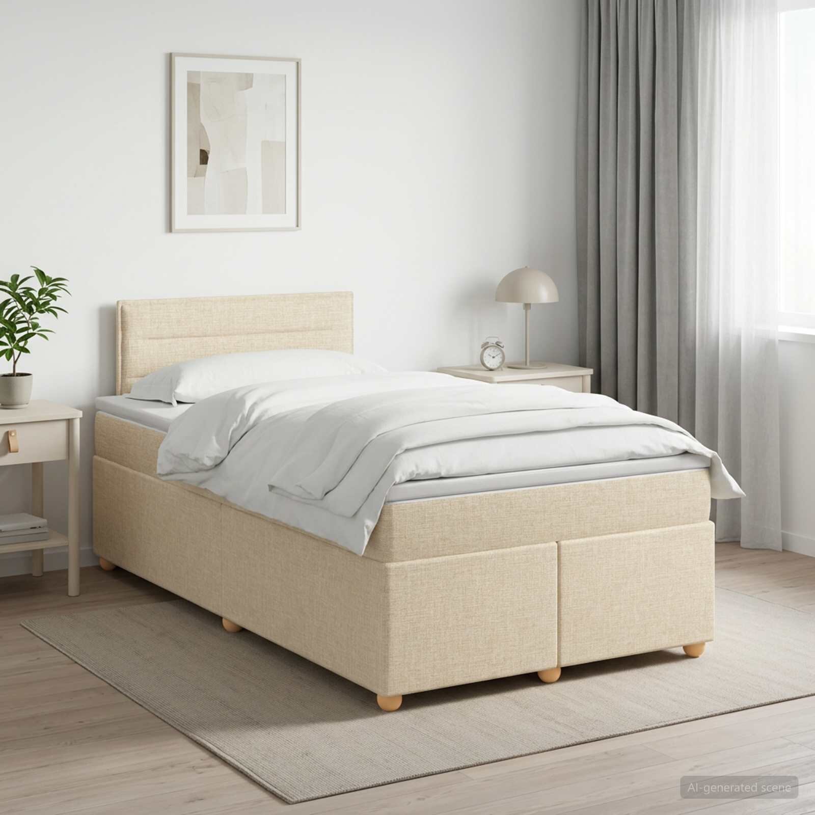vidaXL Континентално легло с матрак Кремаво 120 x 190 cm Текстил