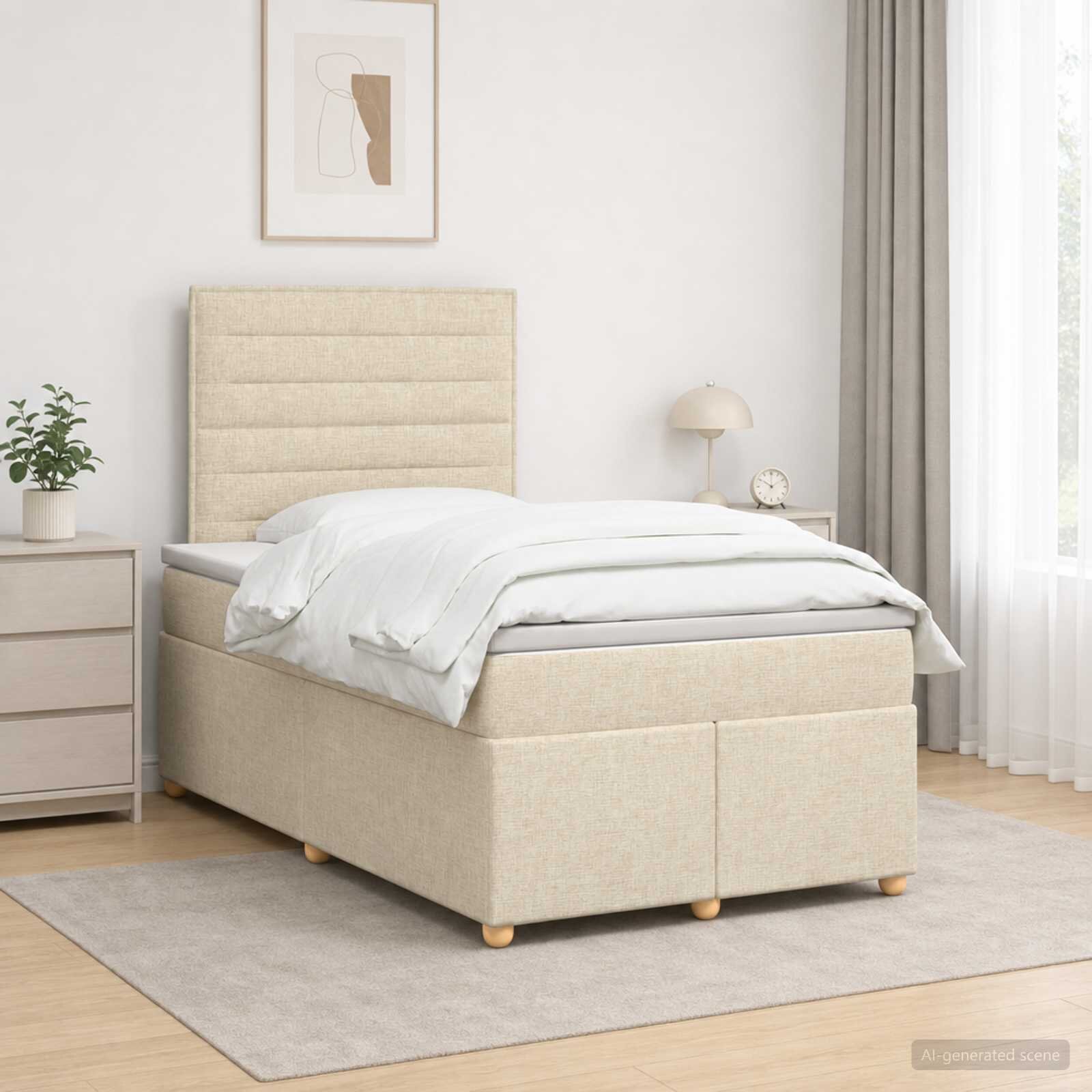 vidaXL Континентално легло с матрак Кремаво 120 x 190 cm Текстил