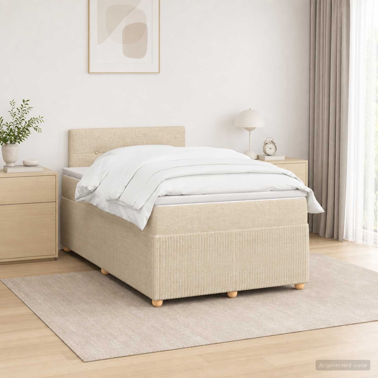 vidaXL Континентално легло с матрак Кремаво 120 x 190 cm Текстил